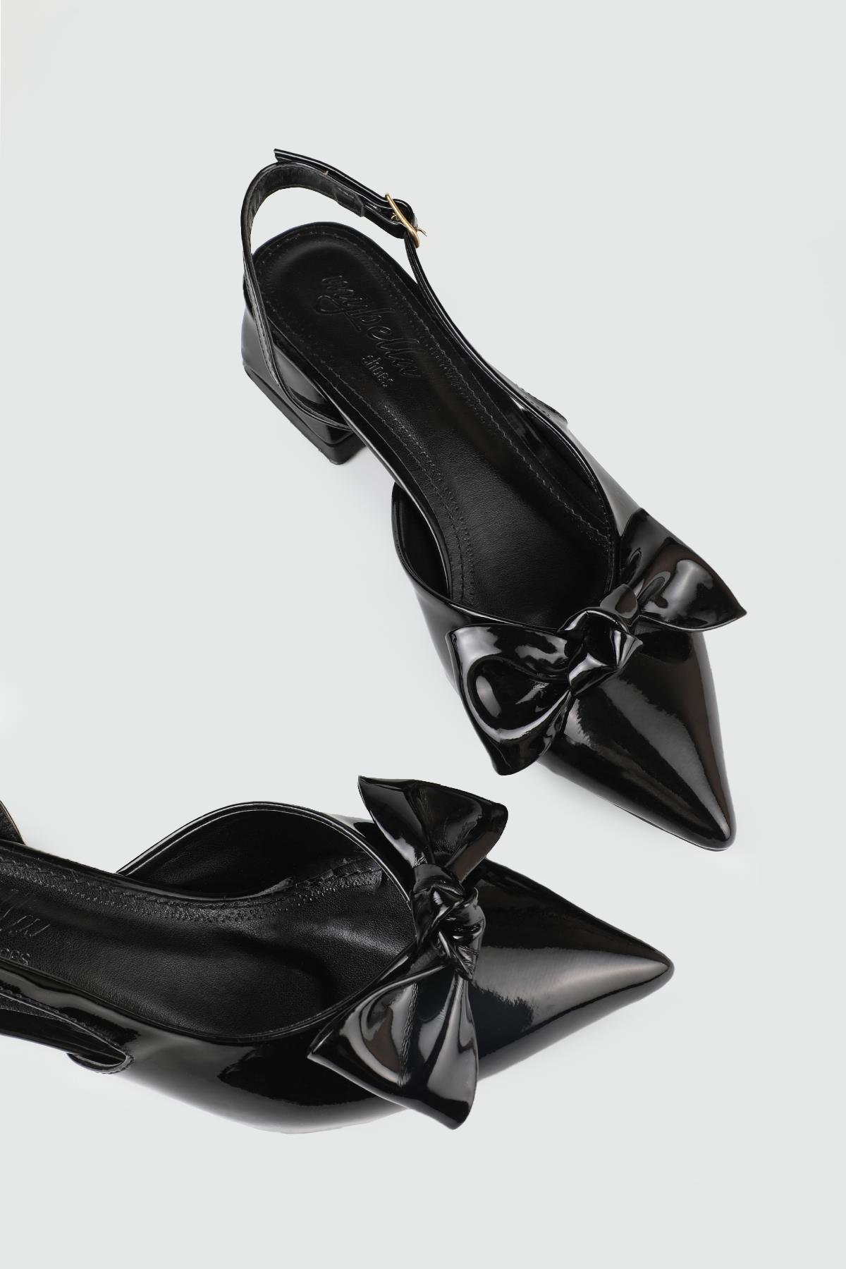 Alçak Kalın Topuklu Siyah Rugan Kadın Ayakkabı TU-820 Kadın Alçak Topuklu MyBella My Bella TU-820 Kadın 25Y