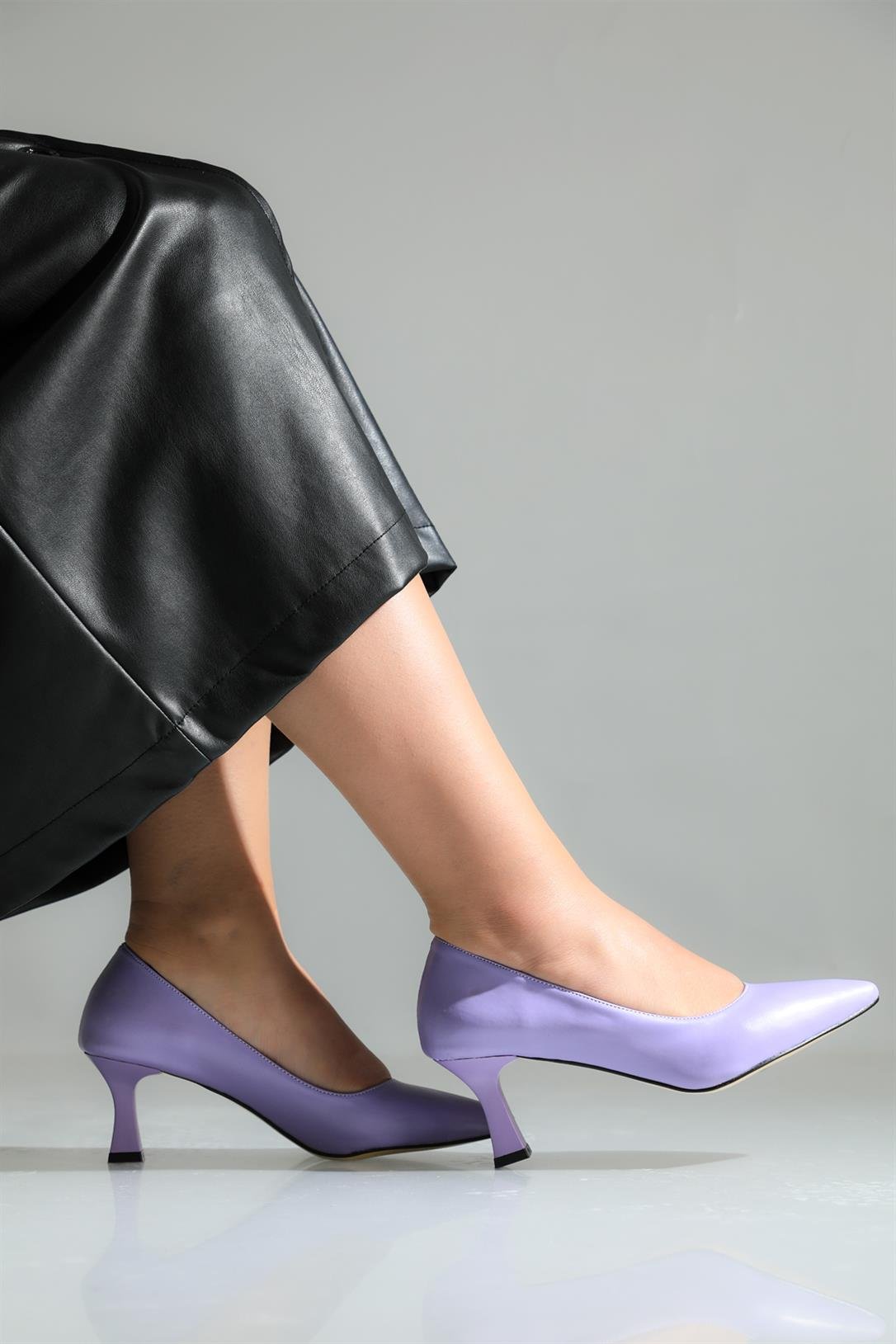Alçak Topuk Kadeh Ökçeli Lila Kadın Ayakkabı ALYA Kadın Stiletto Carla Bella My Bella Alya 22K