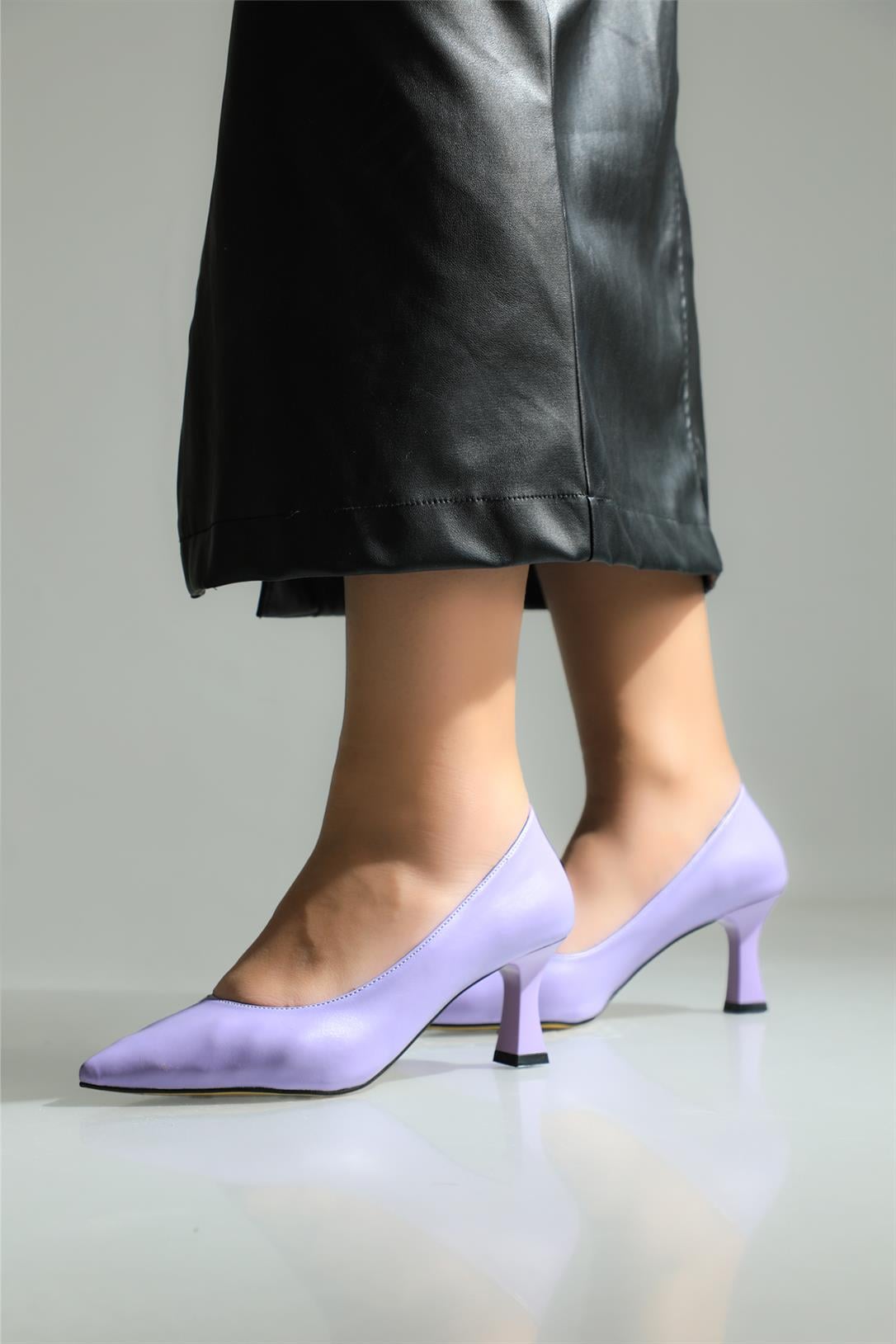 Alçak Topuk Kadeh Ökçeli Lila Kadın Ayakkabı ALYA Kadın Stiletto Carla Bella My Bella Alya 22K