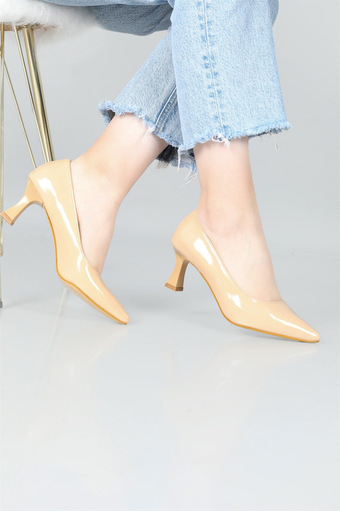 Alçak Topuk Kadeh Ökçeli Nut Rugan Kadın Ayakkabı ALYA Kadın Stiletto Carla Bella My Bella Alya 22K