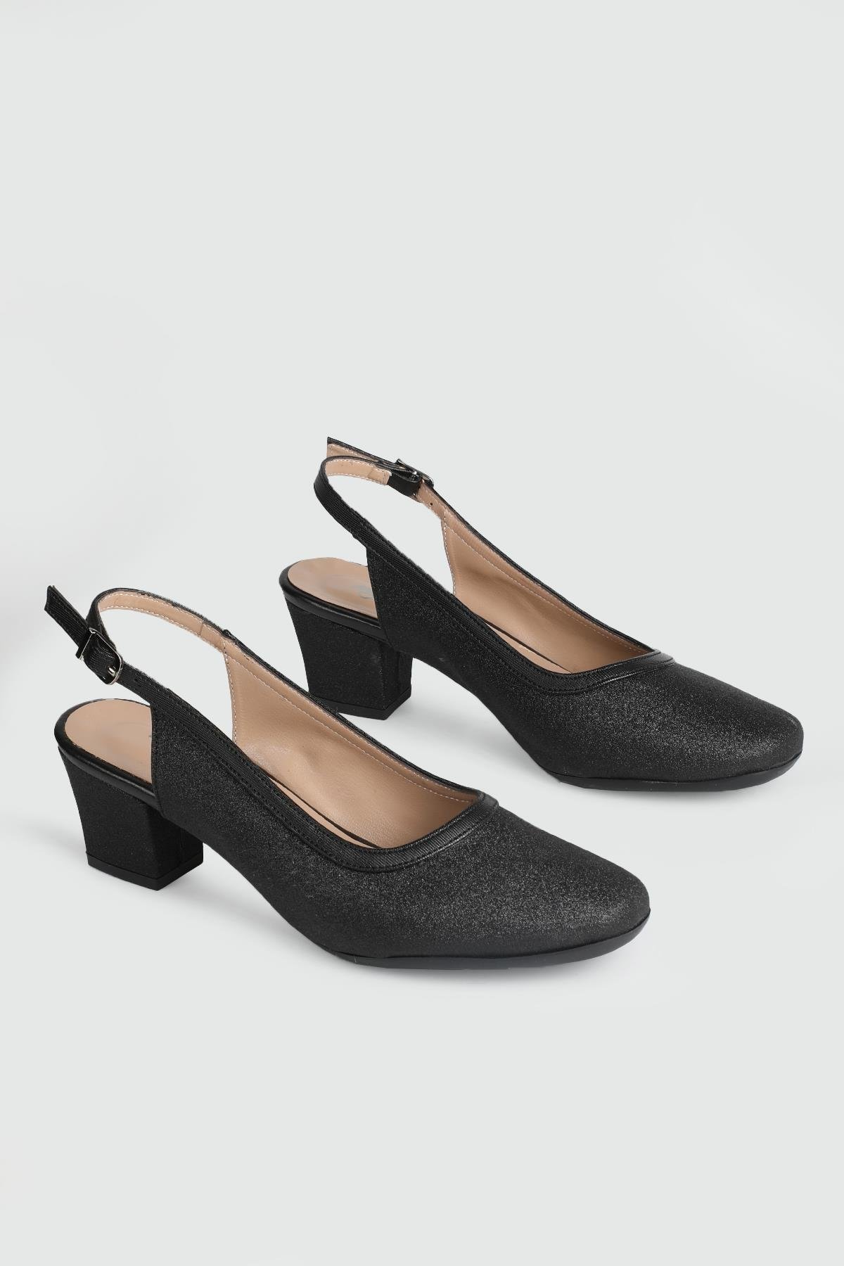 Arkası Açık Simli Siyah Simli Kadın Ayakkabı MF-8644 Kadın Alçak Topuklu MyBella MYBELLA MF-8644 Kadın 25Y