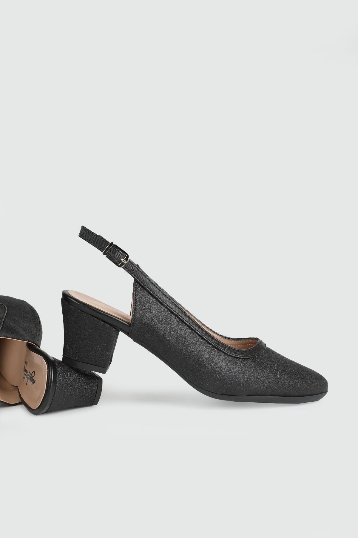 Arkası Açık Simli Siyah Simli Kadın Ayakkabı MF-8644 Kadın Alçak Topuklu MyBella MYBELLA MF-8644 Kadın 25Y