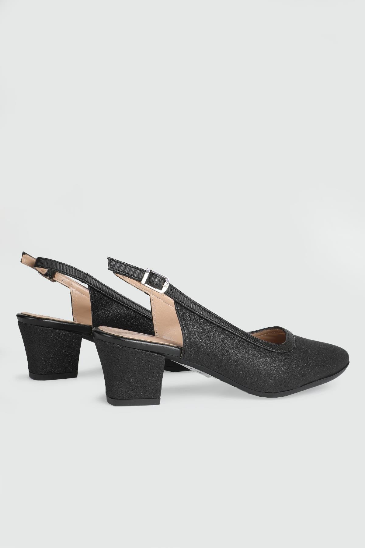 Arkası Açık Simli Siyah Simli Kadın Ayakkabı MF-8644 Kadın Alçak Topuklu MyBella MYBELLA MF-8644 Kadın 25Y