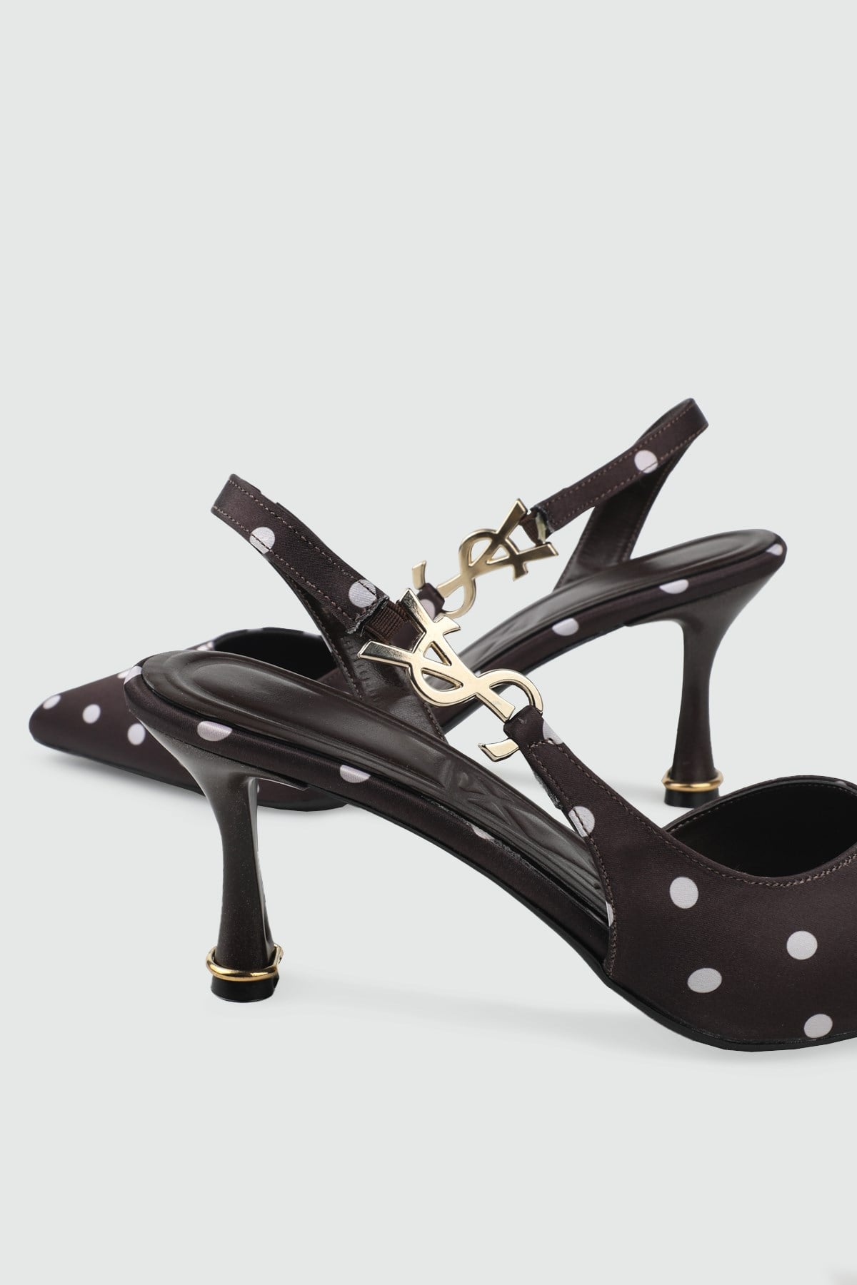 arkası açık topuklu Kahve Puantiye Kadın Topuklu Ayakkabı MY BELLA MHÇ-074 Kadın Stiletto MY BELLA My Bella MHÇ-074 Kadın 26Y