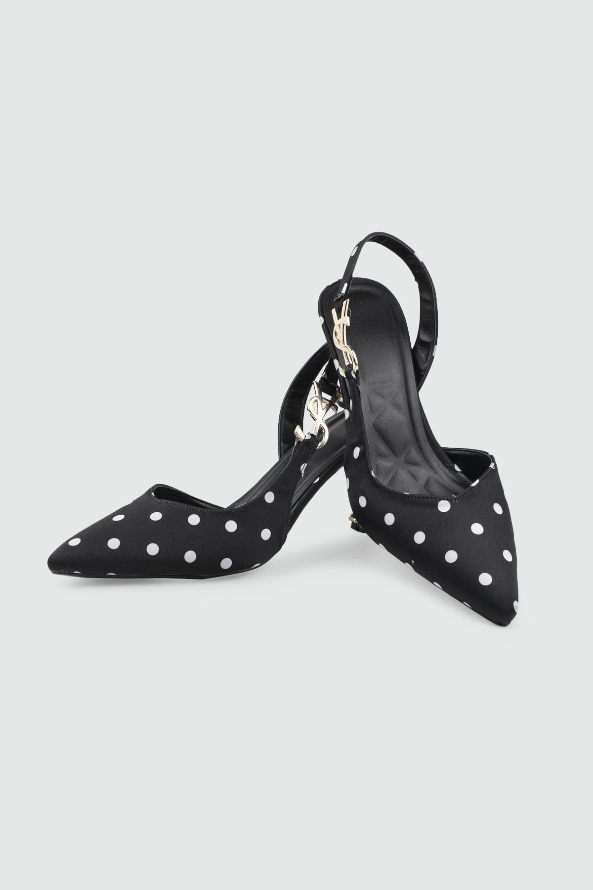 arkası açık topuklu Siyah Puantiye Kadın Topuklu Ayakkabı MY BELLA MHÇ-074 Kadın Stiletto MY BELLA My Bella MHÇ-074 Kadın 26Y