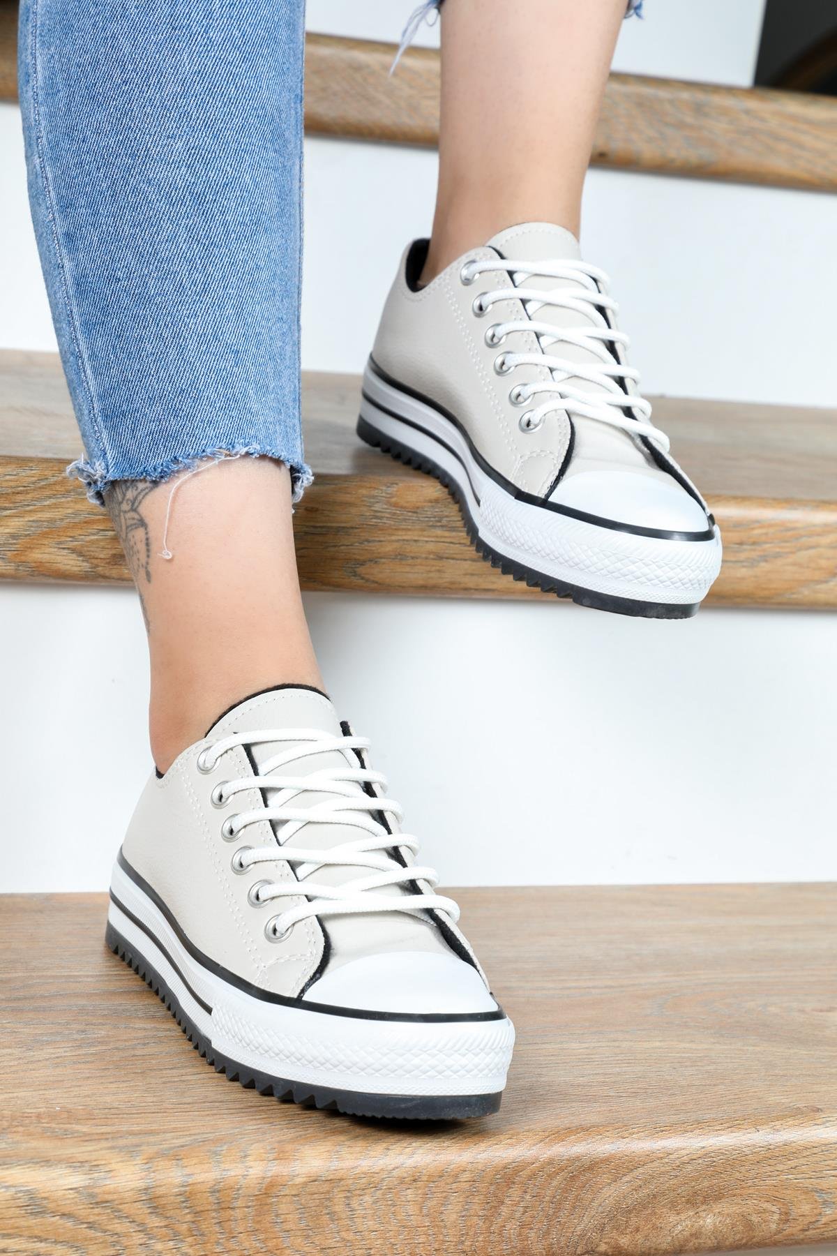 Bağcıklı Converse Bej Unisex Spor Ayakkabı 3000 Unisex Günlük Spor Ayakkabı Beınsteps Beinsteps 3000 İnce Kısa 22K