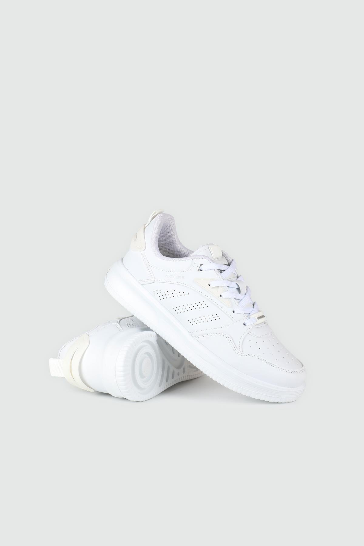 Bağcıklı Rahat Beyaz Gümüş Unisex Spor Ayakkabı 2693 Unisex Sneaker Wickers WİCKERS 2693 Unisex 24K