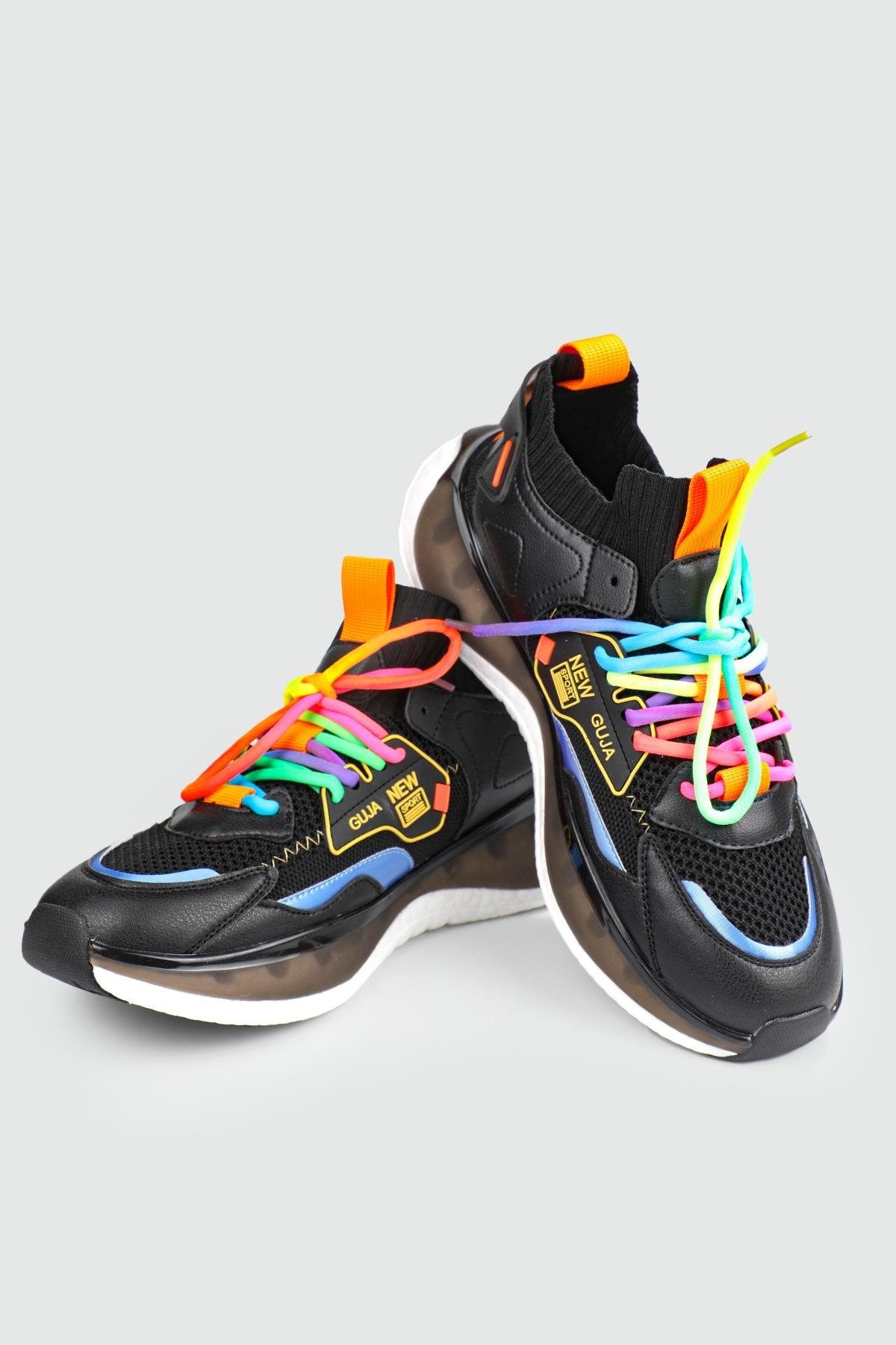 Bağcıklı Rahat Siyah Kadın Spor Ayakkabı GJ433-7 Kadın Günlük Spor Ayakkabı Guja GUJA 433-7 Kadın 24Y