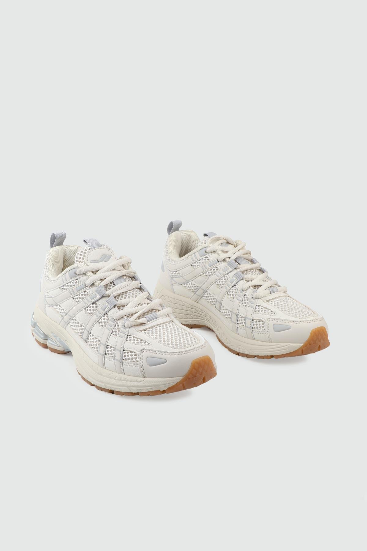 Bağcıklı Unisex Koşu Bej Bağcıklı Spor Ayakkabı LESCON PACE RUNNER UNİSEX Kadın Günlük Ayakkabı Lescon LESCON PACE RUNNER UNİSEX