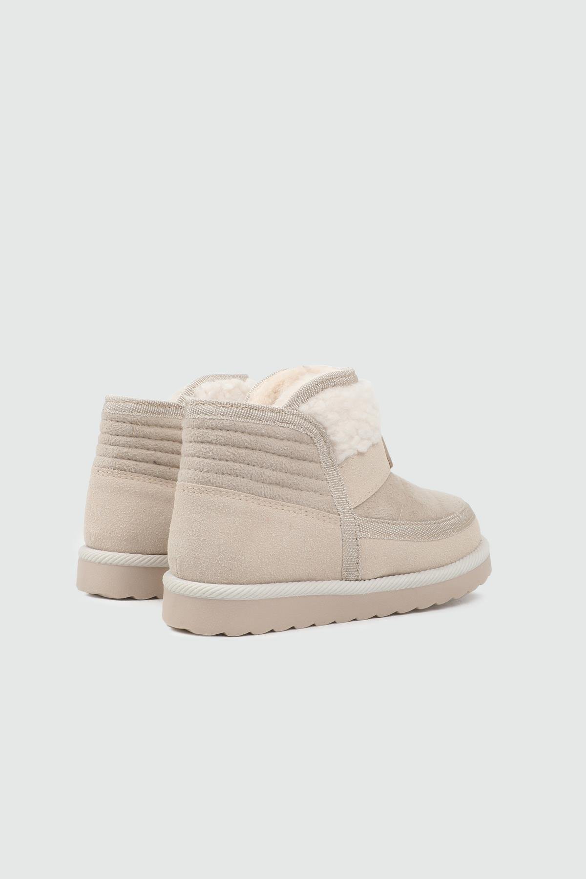 Bağsız Kürklü Fliet Bej Düz Taban Çocuk Bot Minican Ş-105 FİLET Çocuk Yağmur ve Kar Botu MİNİCAN Minican Ş-105 FİLET 25K