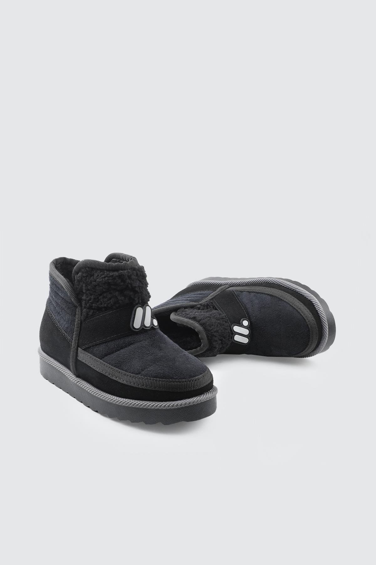 Bağsız Kürklü Fliet Siyah Düz Taban Çocuk Bot Minican Ş-105 FİLET Çocuk Yağmur ve Kar Botu MİNİCAN Minican Ş-105 FİLET 25K