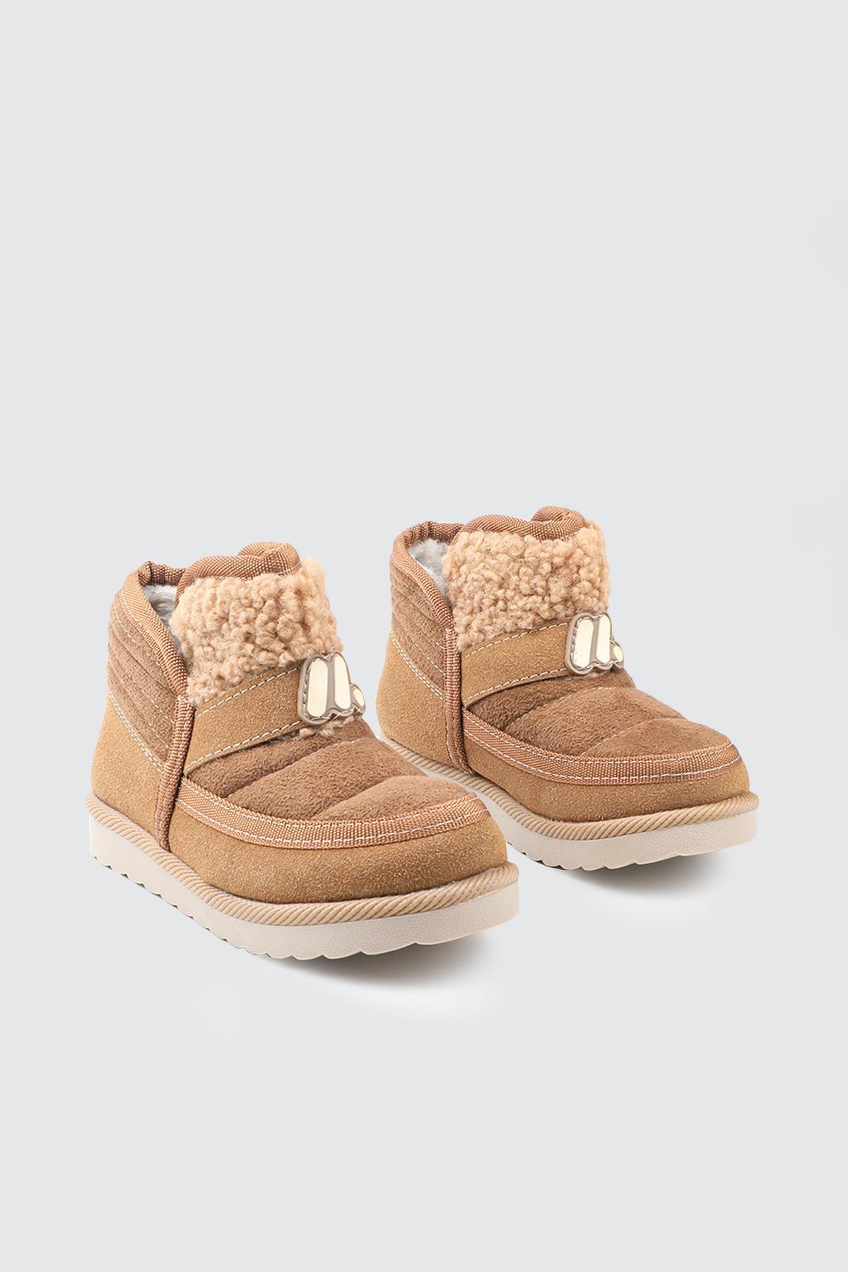 Bağsız Kürklü Fliet Taba Düz Taban Çocuk Bot Minican Ş-105 FİLET Çocuk Yağmur ve Kar Botu MİNİCAN Minican Ş-105 FİLET 25K