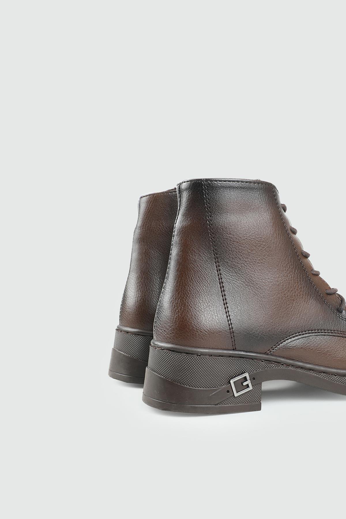 Bilek Boy Bağcıklı Kalın Topuk Kahve Kemer Detaylı Kadın Bot My Bella A-261 Kadın düz Sandalet MyBella My Bella A-261 Kadın 25K