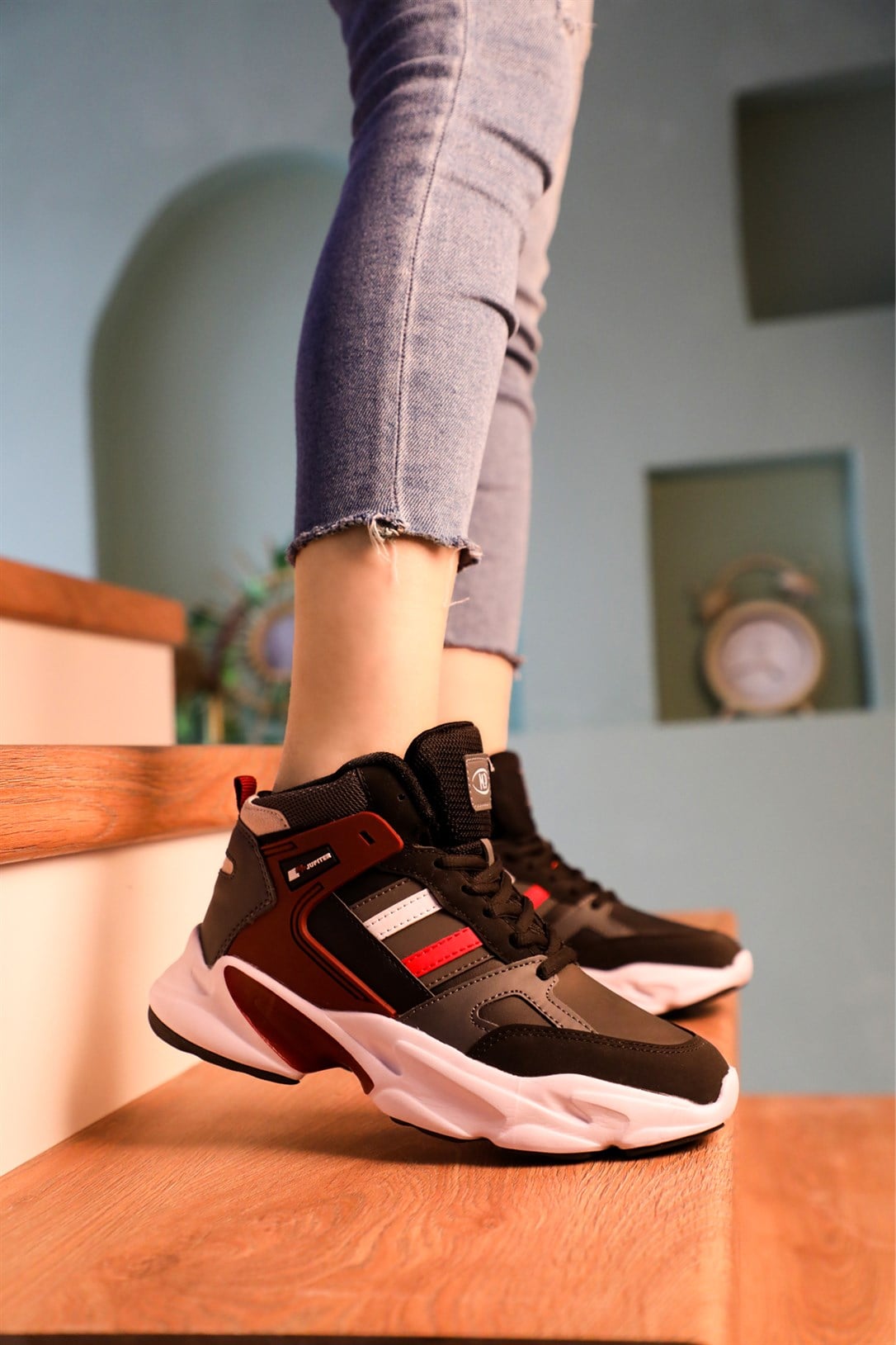 Bilekten Boğazlı Basket Gri Bordo Unisex Spor Ayakkabı 222-2635 Unisex Basketbol M.P M.P 222-2635 UNİSEX BASKET