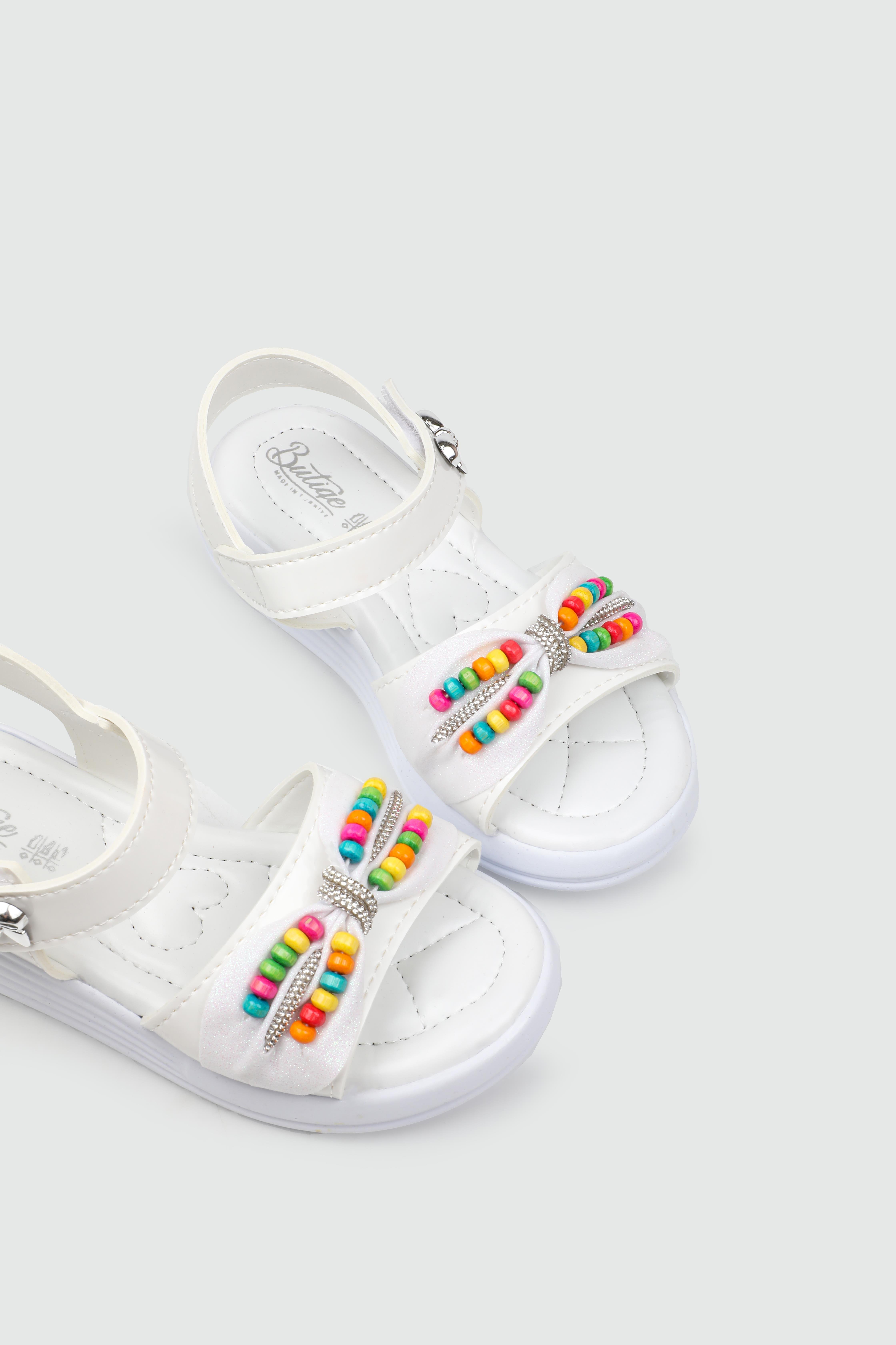 boncuklu sandalet Beyaz Çocuk Sandalet 25Y-8307 Çocuk Sandalet Vicco Butiqe 25Y-8307 FİLET