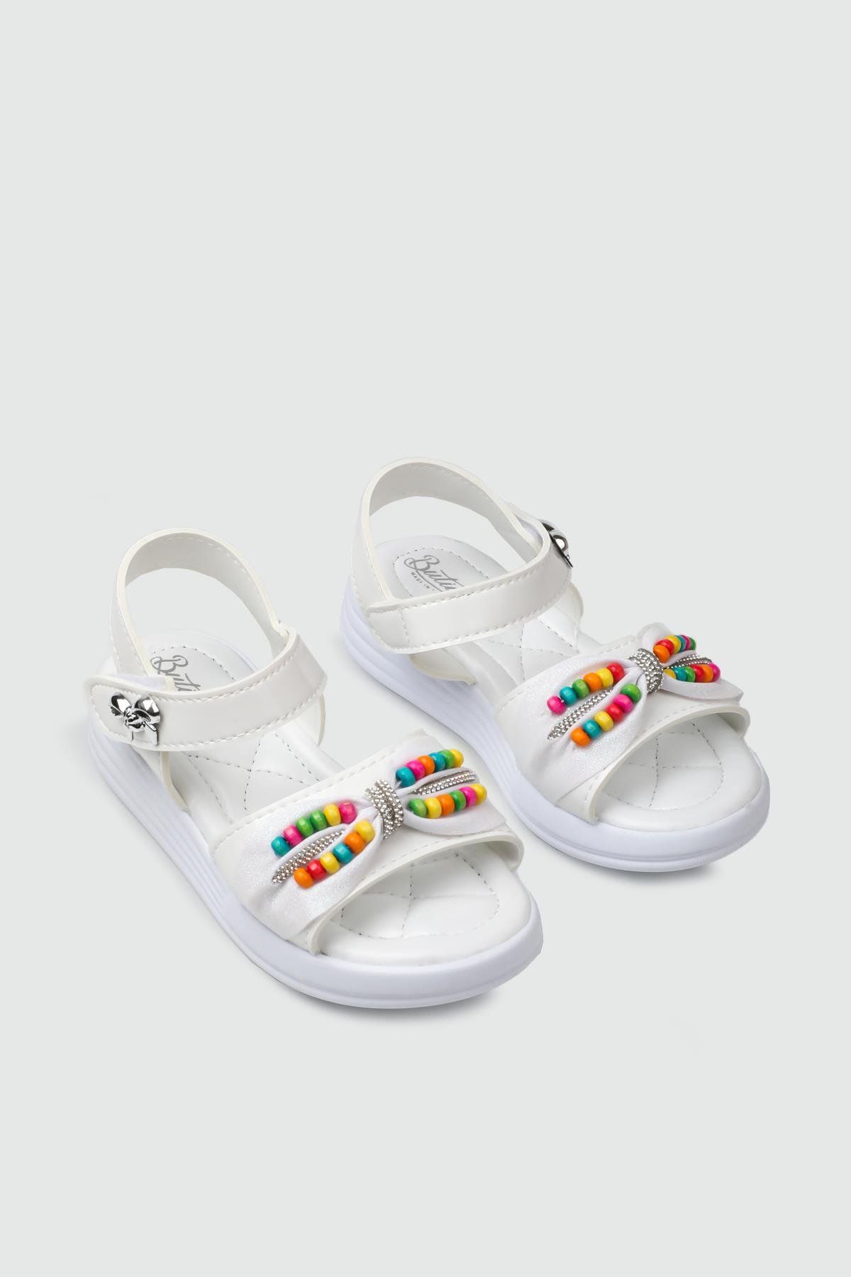 boncuklu sandalet Beyaz Çocuk Sandalet 25Y-8307 Çocuk Sandalet Vicco Butiqe 25Y-8307 FİLET