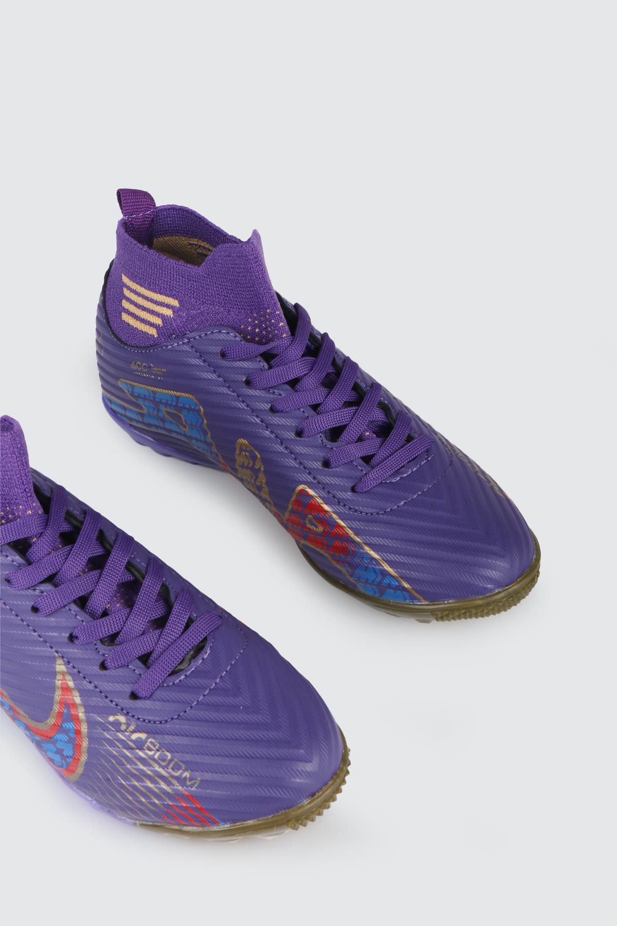 Çoraplı Halı Saha Mor Altın Erkek Spor Ayakkabı 585 Erkek Futbol Twingo TWİNGO 585 mer halı saha
