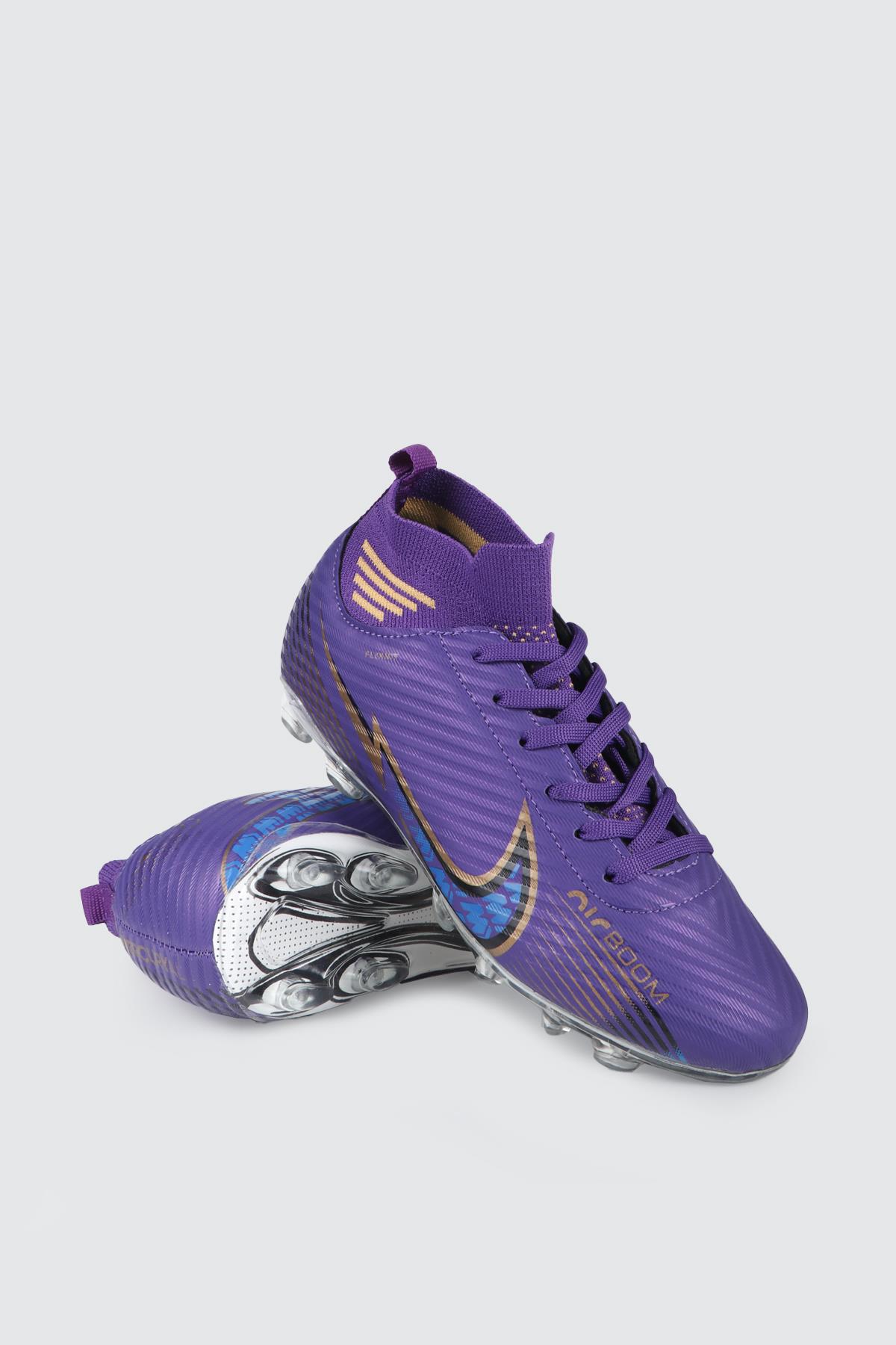 Çoraplı Halı Saha Mor Altın Unisex Spor Ayakkabı 585 Unisex Futbol Twingo TWİNGO 585 UNİSEX HAL