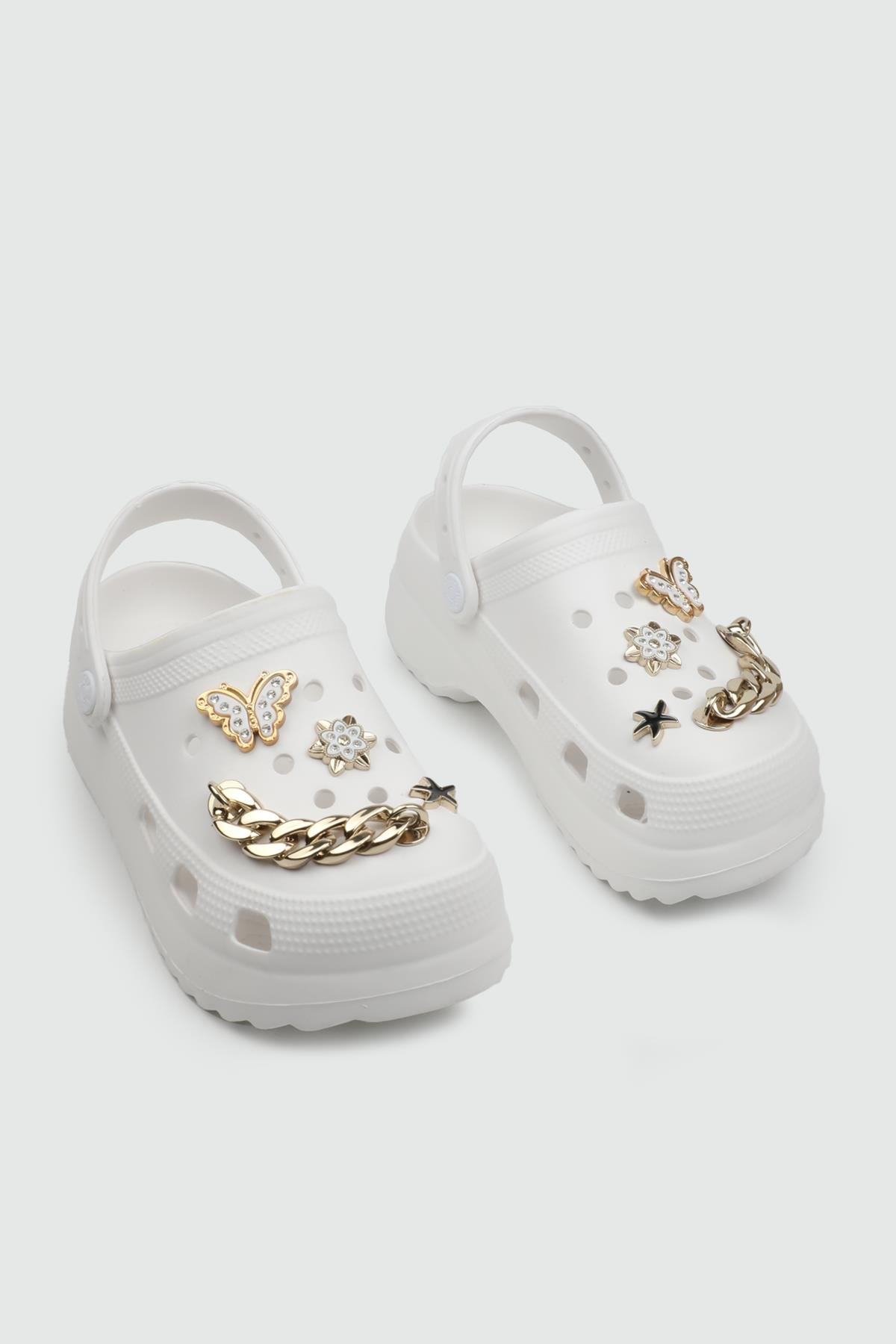 Cross Modeli Desenli Beyaz Kadın Terlik TW205 Kadın Günlük Terlik Twingo TWİNGO 205 Unisex 24Y