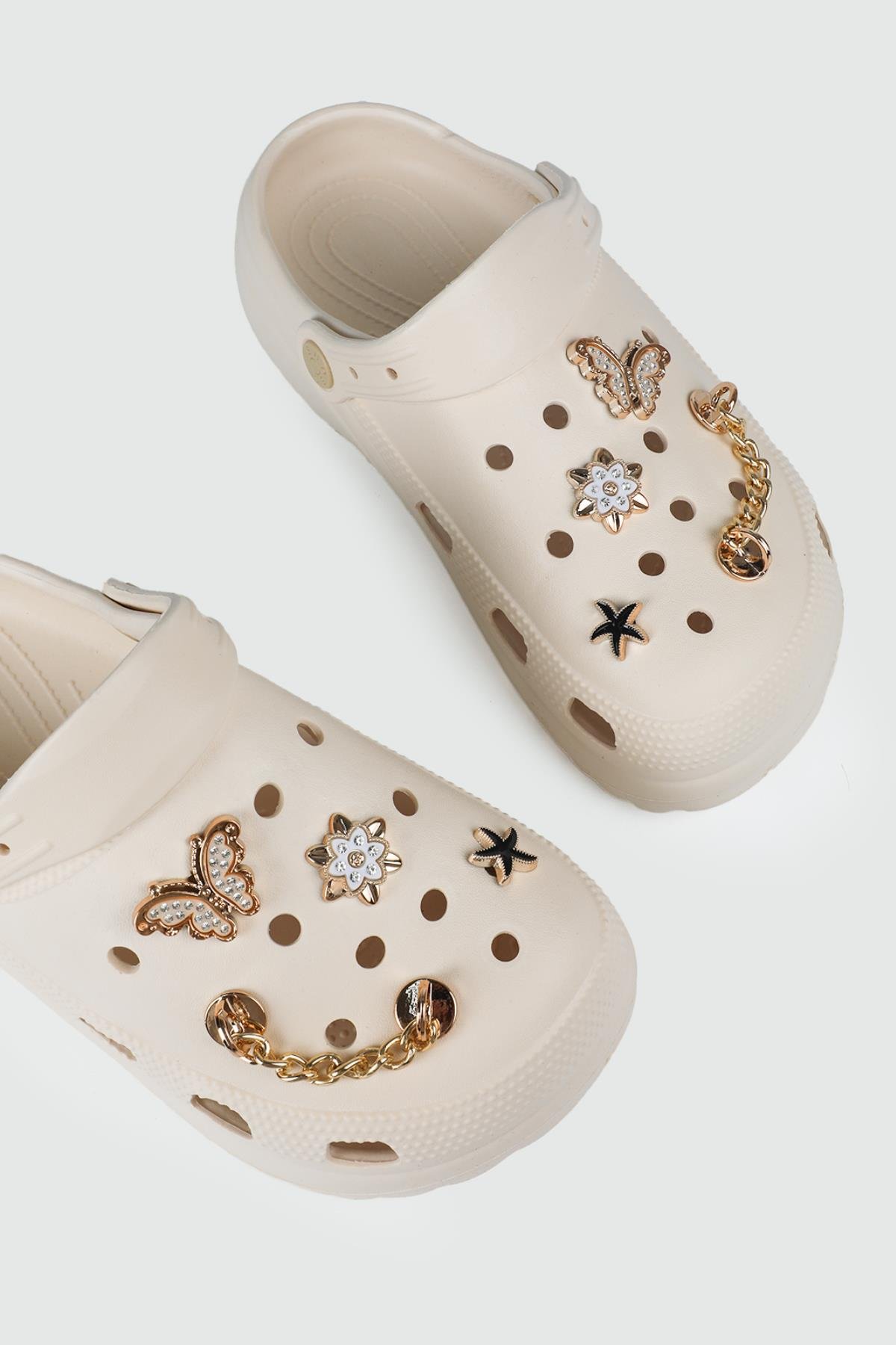 Cross Modeli Desenli Ekru Kadın Terlik TW205 Kadın Günlük Terlik Twingo TWİNGO 205 Unisex 24Y