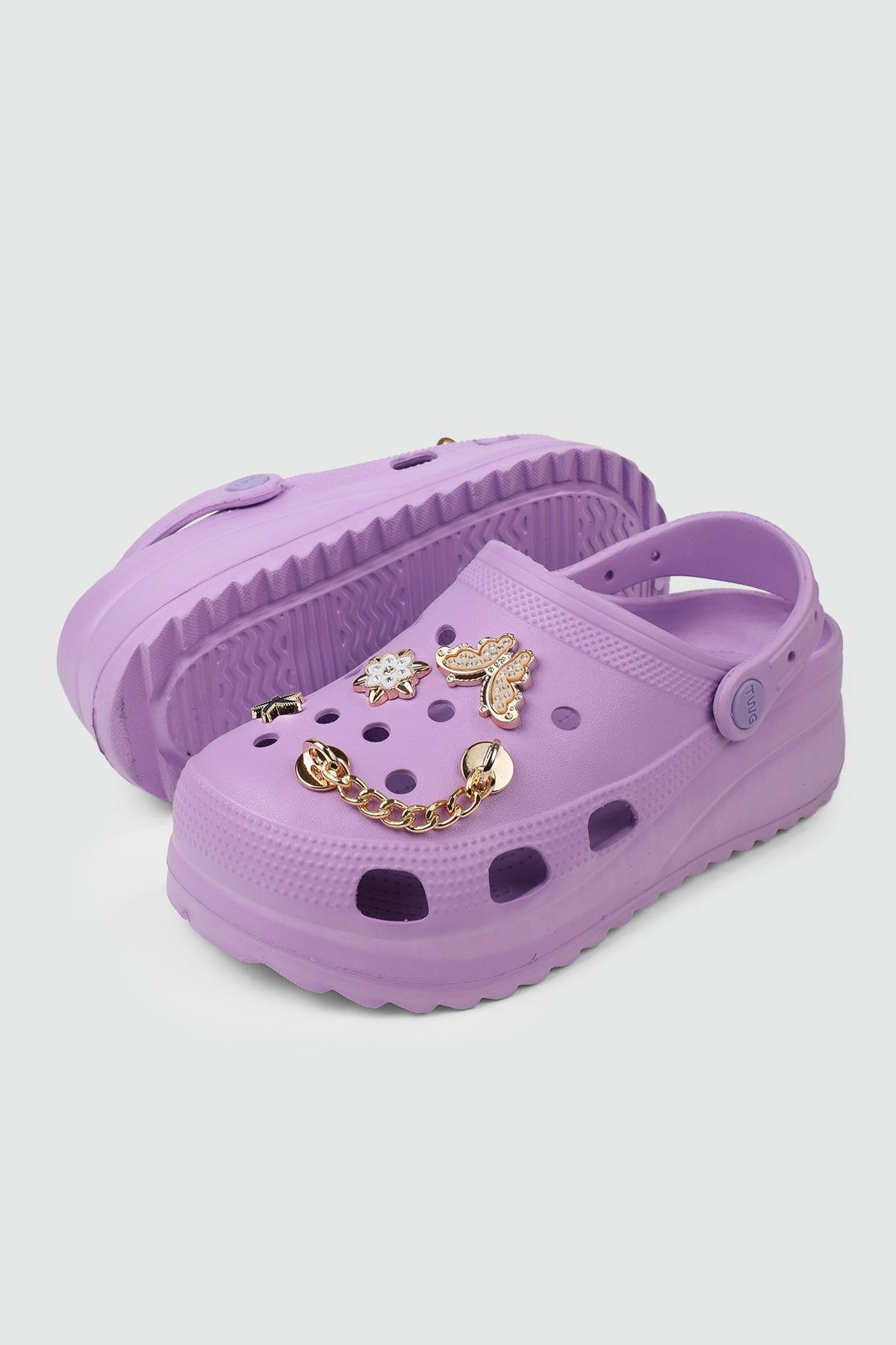 Cross Modeli Desenli Lila Kadın Terlik TW205 Kadın Günlük Terlik Twingo TWİNGO 205 Unisex 24Y