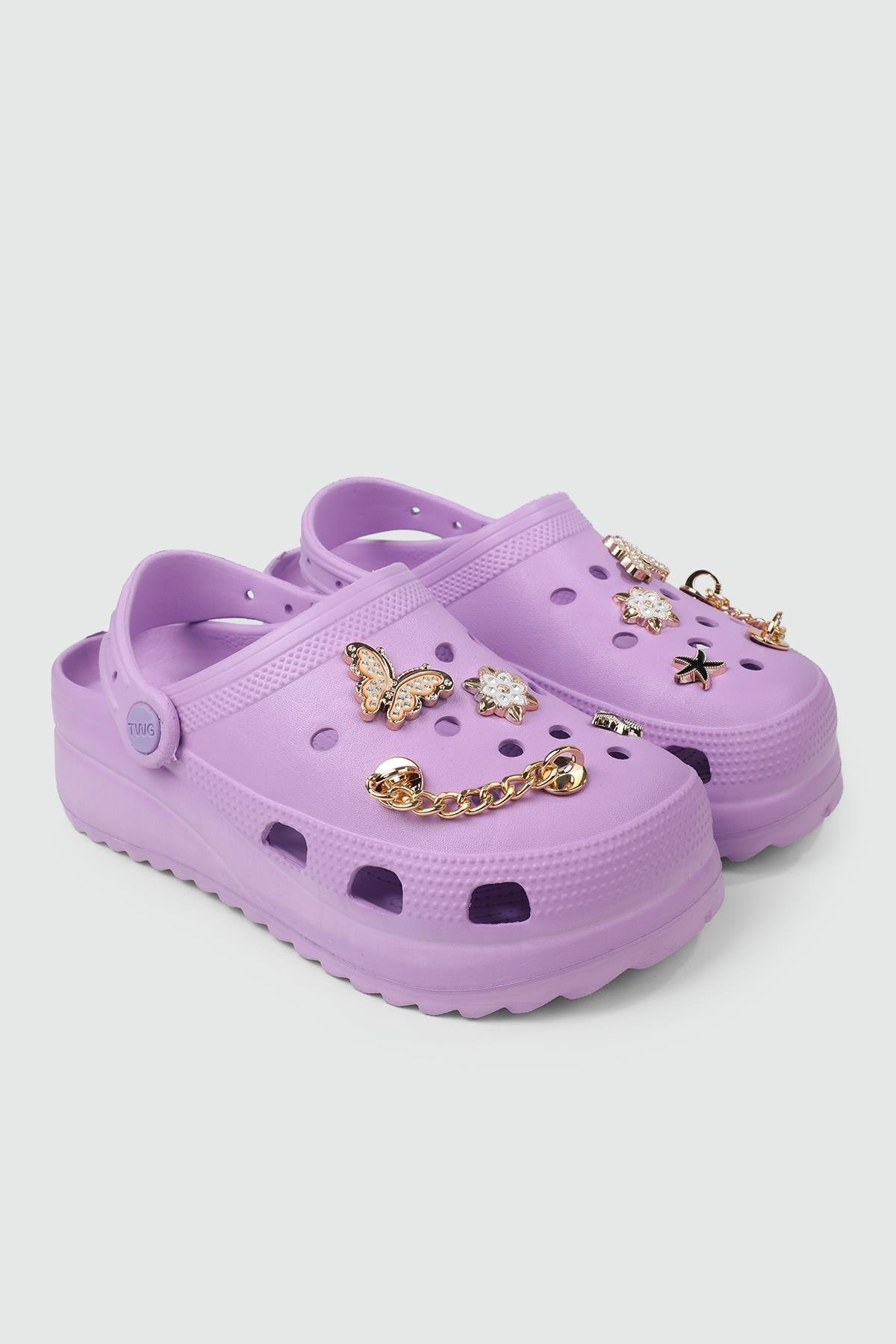 Cross Modeli Desenli Lila Kadın Terlik TW205 Kadın Günlük Terlik Twingo TWİNGO 205 Unisex 24Y