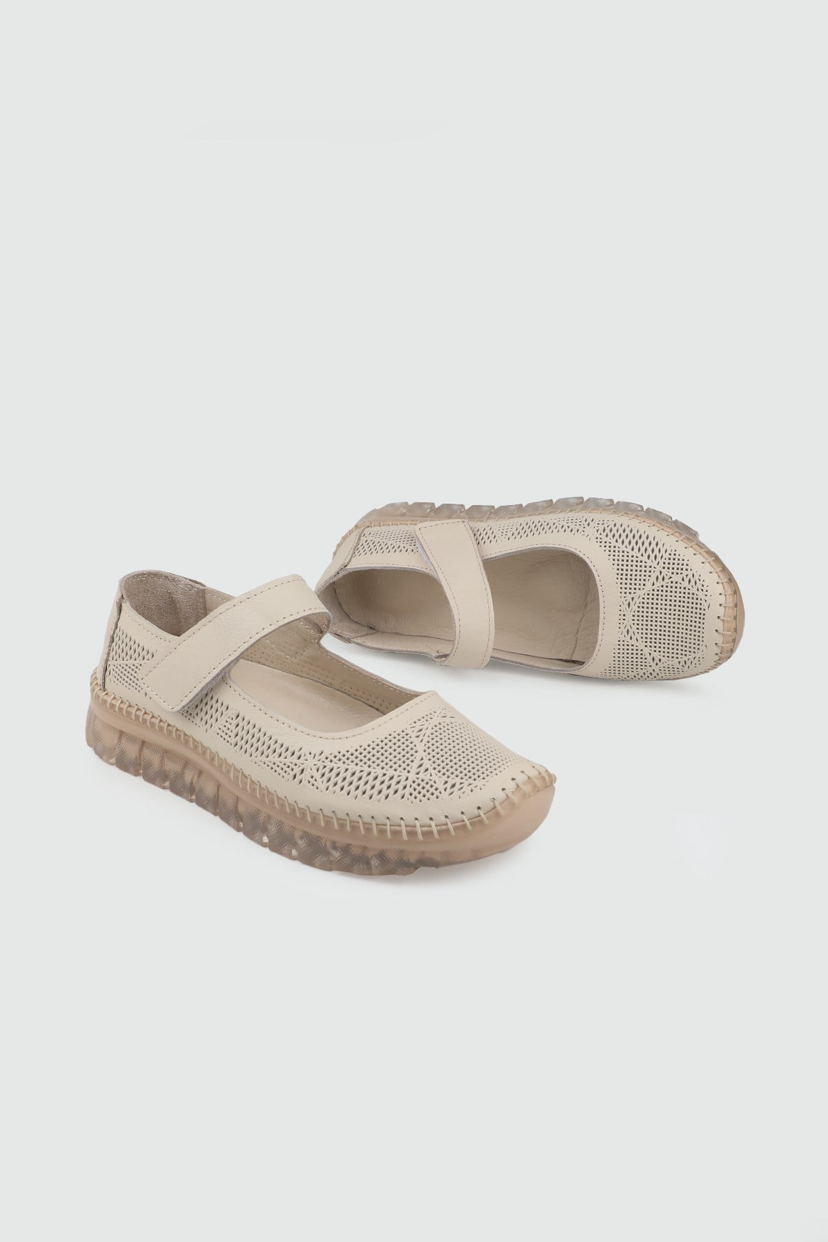 Deri Günlük Ayakkabı Bej Kadın Günlük Keçeli Shoes D04 Kadın Rahat / Confort Anatomik MY BELLA Keçeli Shoes D04 Kadın 26Y