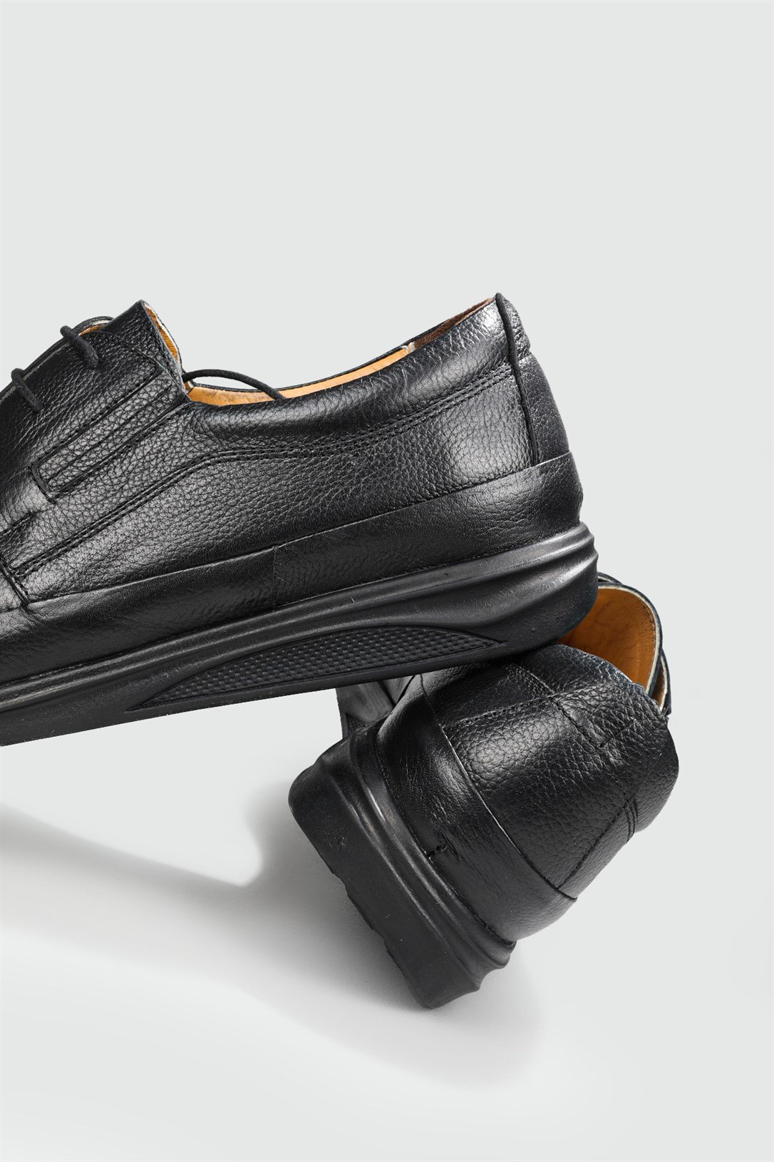 Deri Jelli Ortapedik Rahat Comfort Sıyah Erkek Ayakkabı G-478 Erkek Günlük Ayakkabı Wow Plus GAMZE 478 MER BAĞLI