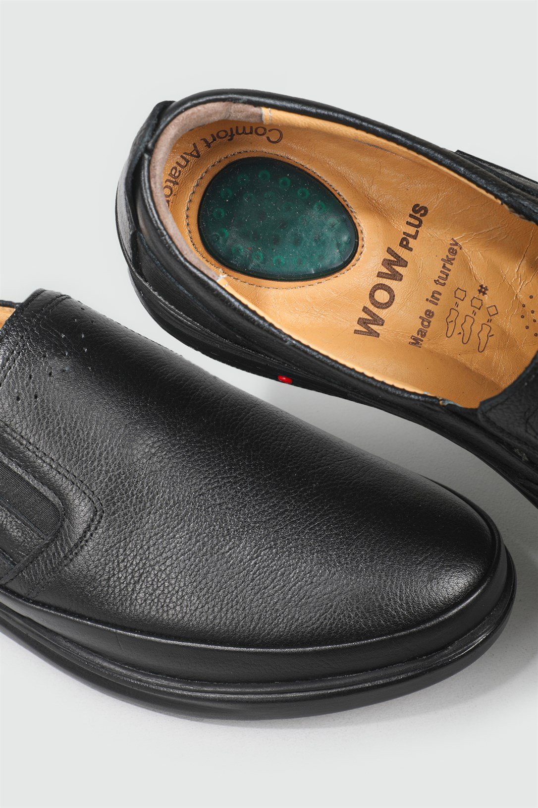 Deri Jelli Ortapedik Rahat Comfort Sıyah Erkek Ayakkabı G-478-1 Erkek Günlük Ayakkabı Wow Plus GAMZE 478-1 BAĞSIZ