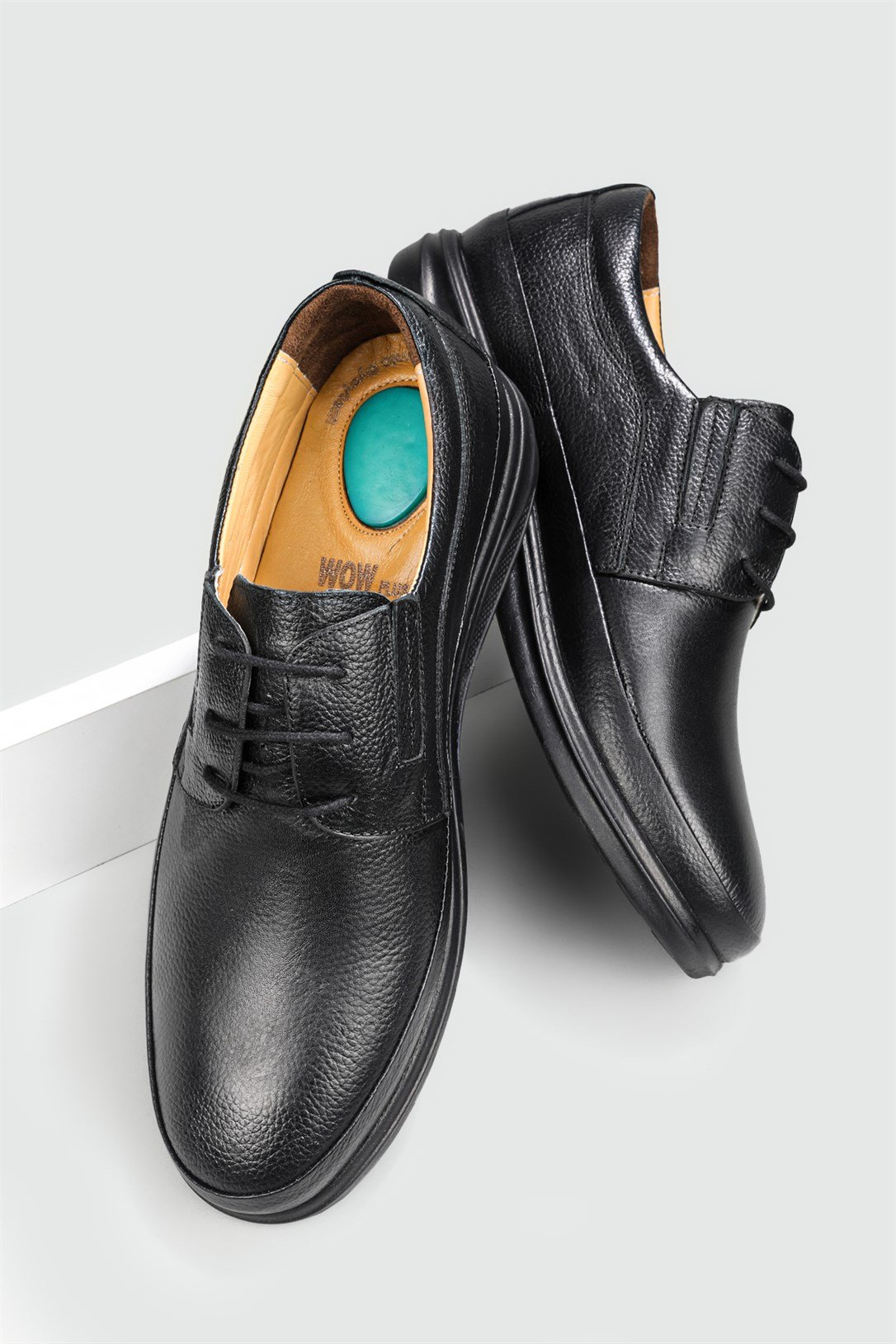 Deri Jelli Ortapedik Rahat Comfort Sıyah Erkek Ayakkabı G-478 Erkek Günlük Ayakkabı Wow Plus GAMZE 478 MER BAĞLI