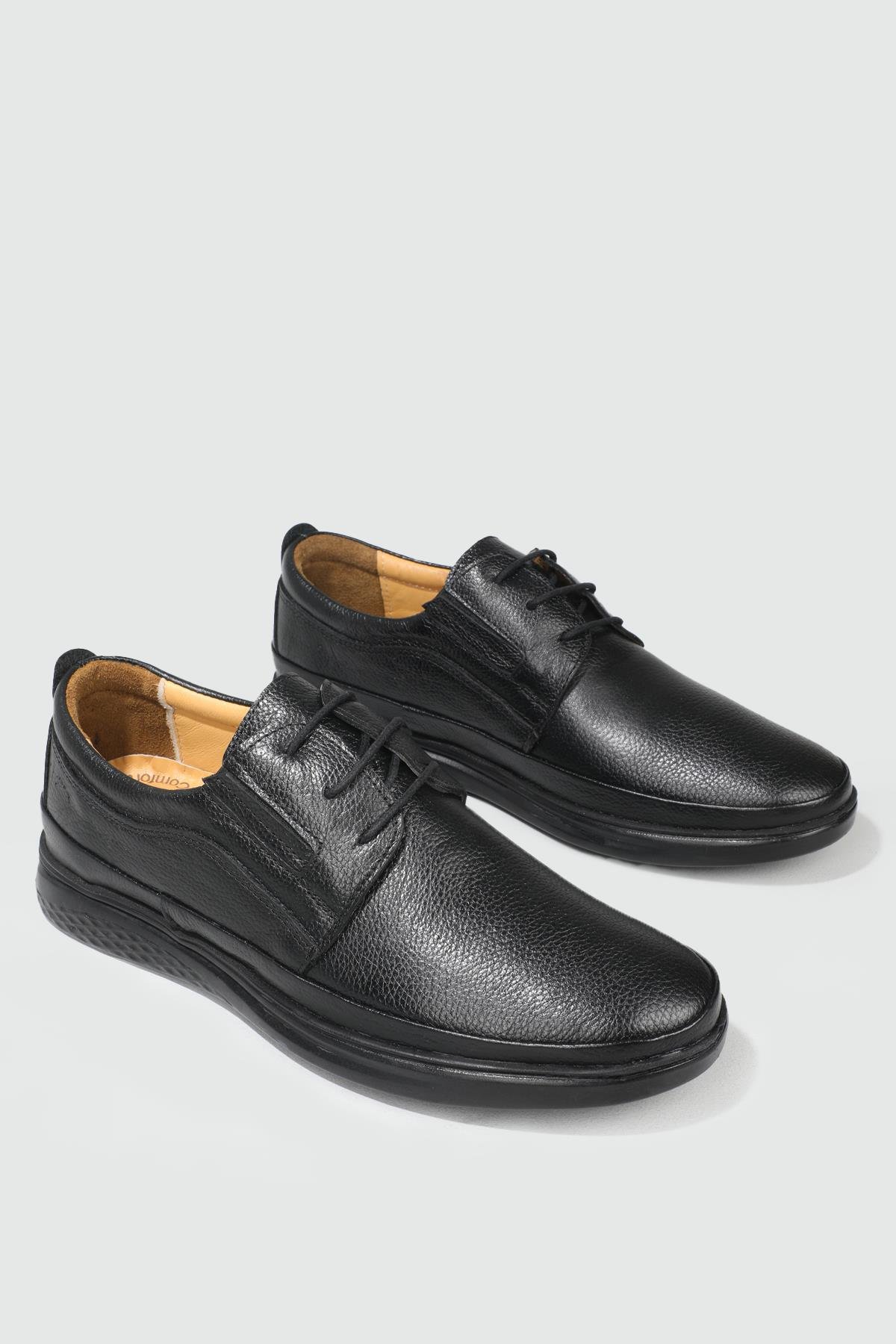 Deri Jelli Ortopedik Rahat Comfort Sıyah Erkek Ayakkabı G-478 Erkek Rahat & Confort Anatomik Wow Plus WOW PLUS G-478 MER POLİ AYAK