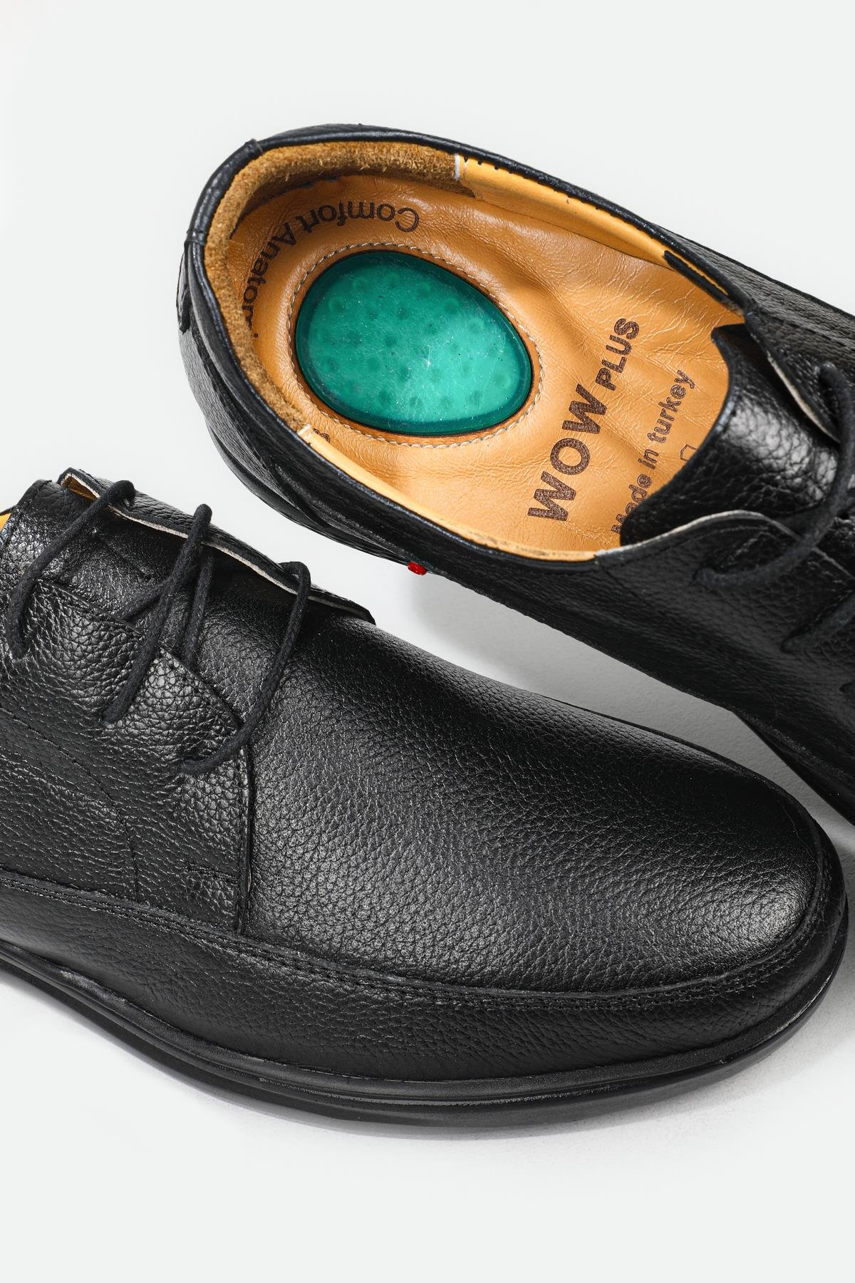 Deri Jelli Ortopedik Rahat Comfort Sıyah Erkek Ayakkabı G-473 Erkek Rahat & Confort Anatomik Wow Plus WOW PLUS G-473 MER POLİ