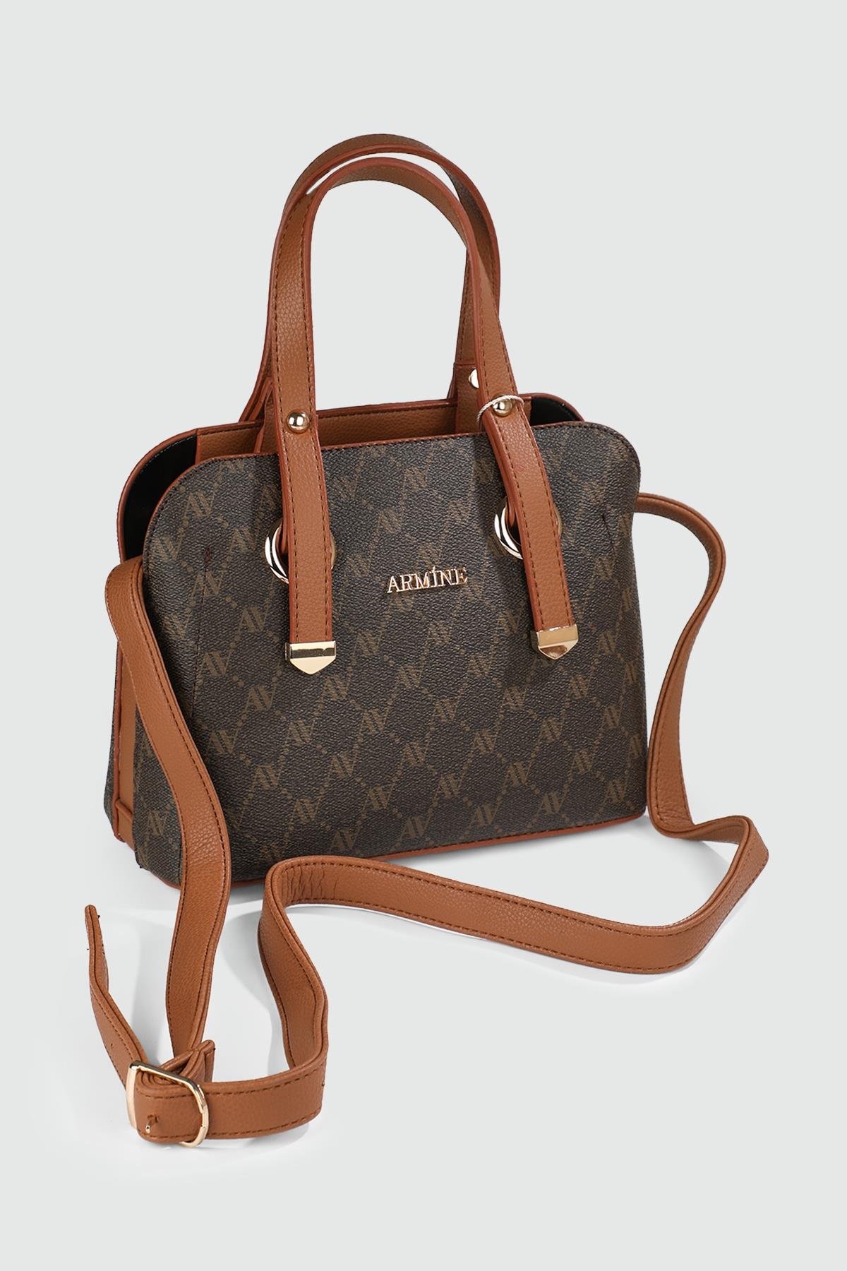 Deri Kahve Nokta Kadın Çanta ARMN364 Günlük Çanta ARMİNE Armine Çanta 364