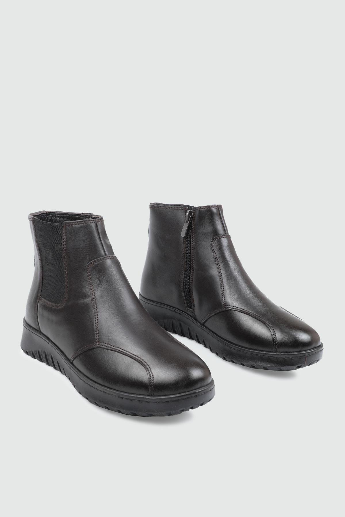 Deri Kaymaz Taban Kahve Napa Kadın Bot MYBL024-11 Kadın Günlük Conford Bot MyBella MY BELLA 231-01 Kadın 25K