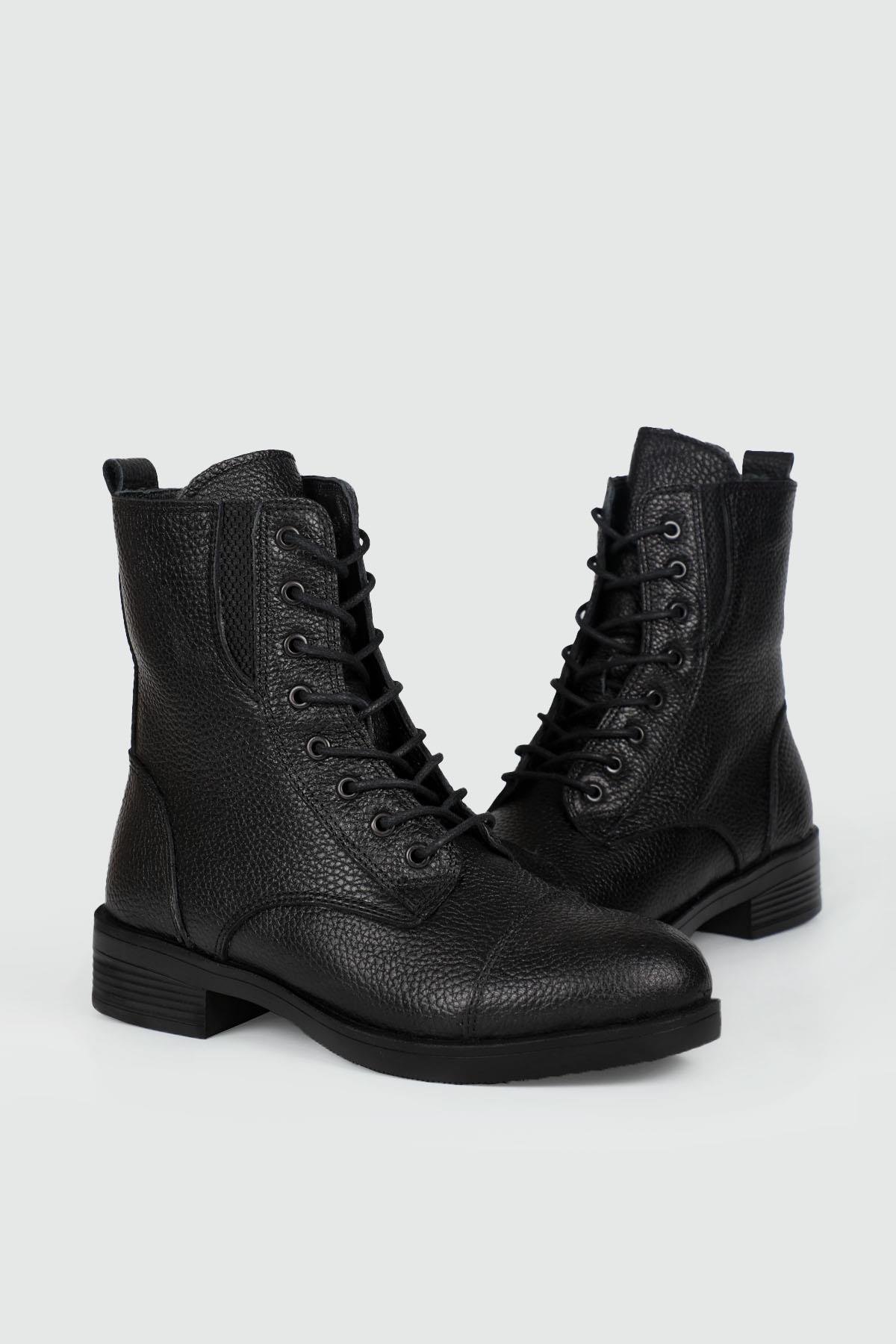 Deri Kaymaz Taban Siyah Floter Kadın Bot DMR025-11 Kadın Günlük Conford Bot MyBella MY BELLA 025-11 Kadın 23K