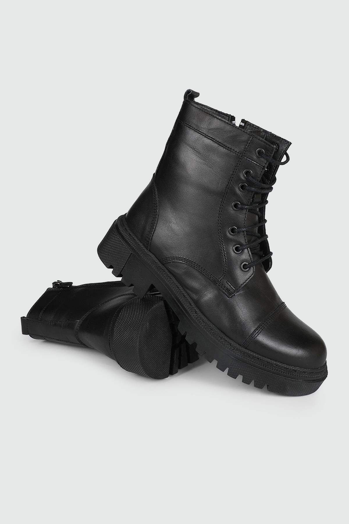 Deri Kaymaz Taban Siyah Napa Kadın Bot 024-04 Kadın Günlük Conford Bot MyBella MY BELLA 024-04 Kadın 24K