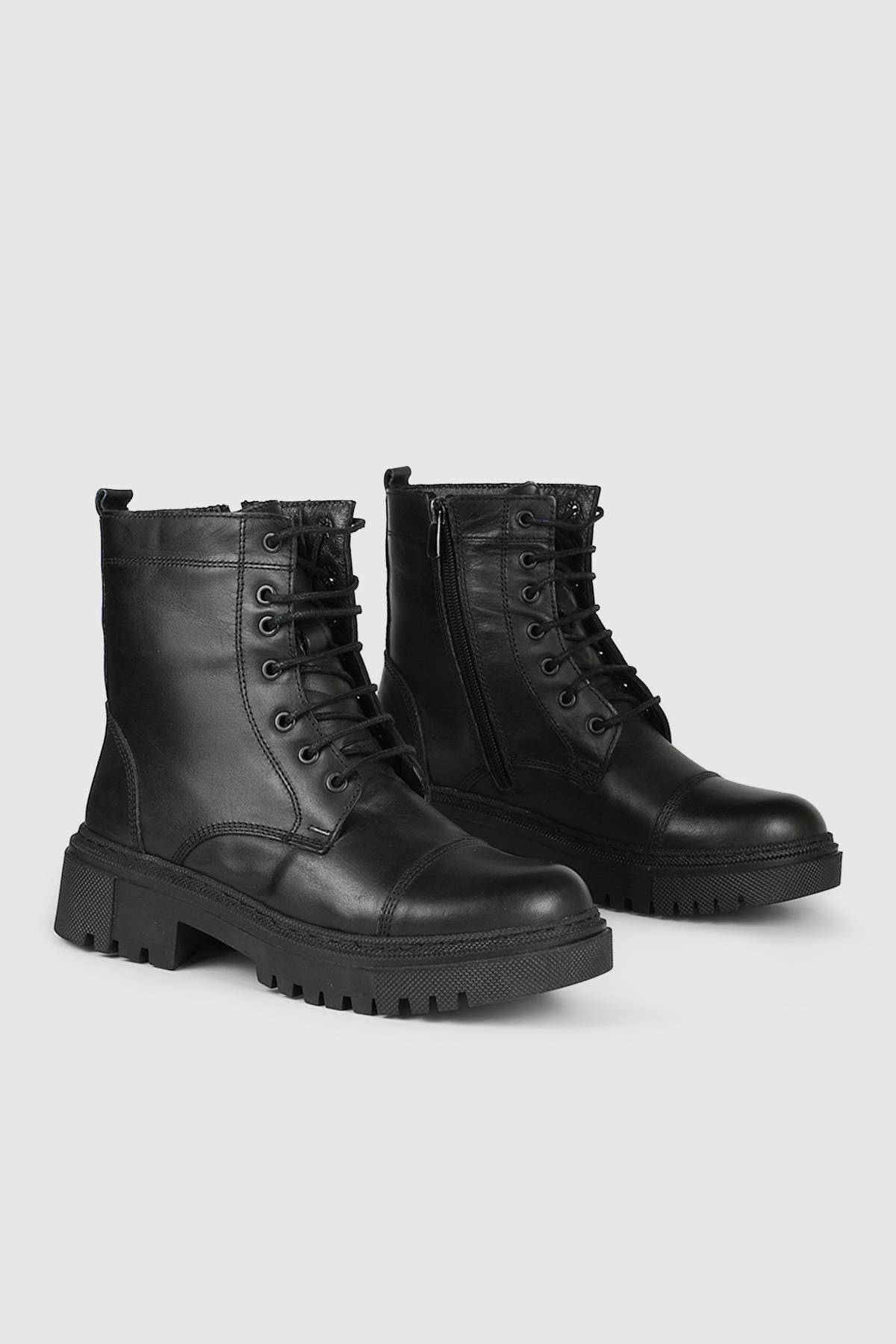 Deri Kaymaz Taban Siyah Napa Kadın Bot 024-04 Kadın Günlük Conford Bot MyBella MY BELLA 024-04 Kadın 24K