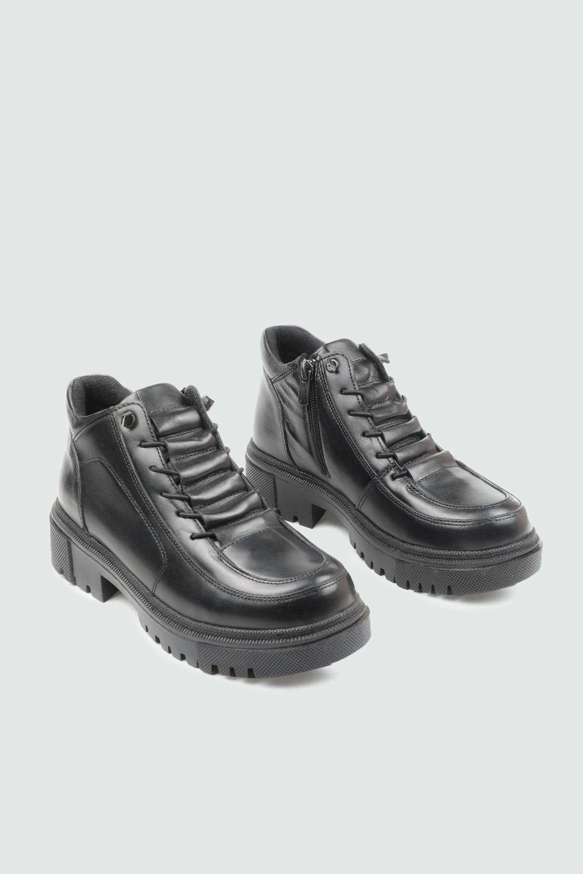 Deri Kaymaz Taban Siyah Napa Kadın Bot 024-07 Kadın Günlük Conford Bot MyBella MY BELLA 24K 024-019 Kadın 24K