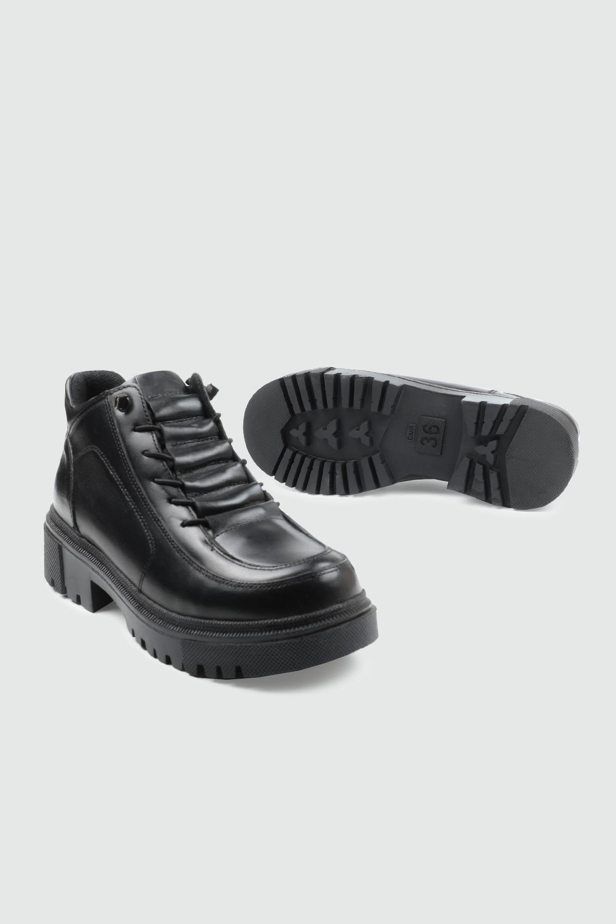 Deri Kaymaz Taban Siyah Napa Kadın Bot 024-07 Kadın Günlük Conford Bot MyBella MY BELLA 24K 024-019 Kadın 24K