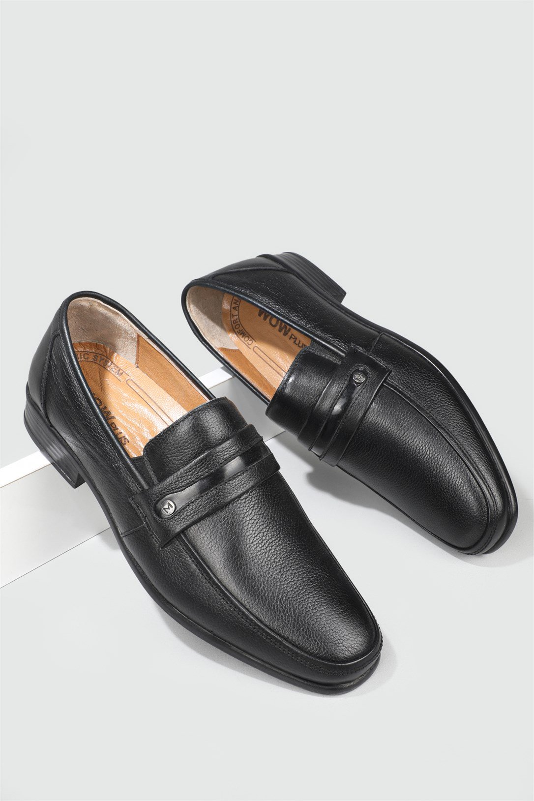 Deri Klasik Rahat Siyah Erkek Ayakkabı N-02 Erkek Klasik Ayakkabı Wow Plus WOW PLUS N-02 MER POLİ