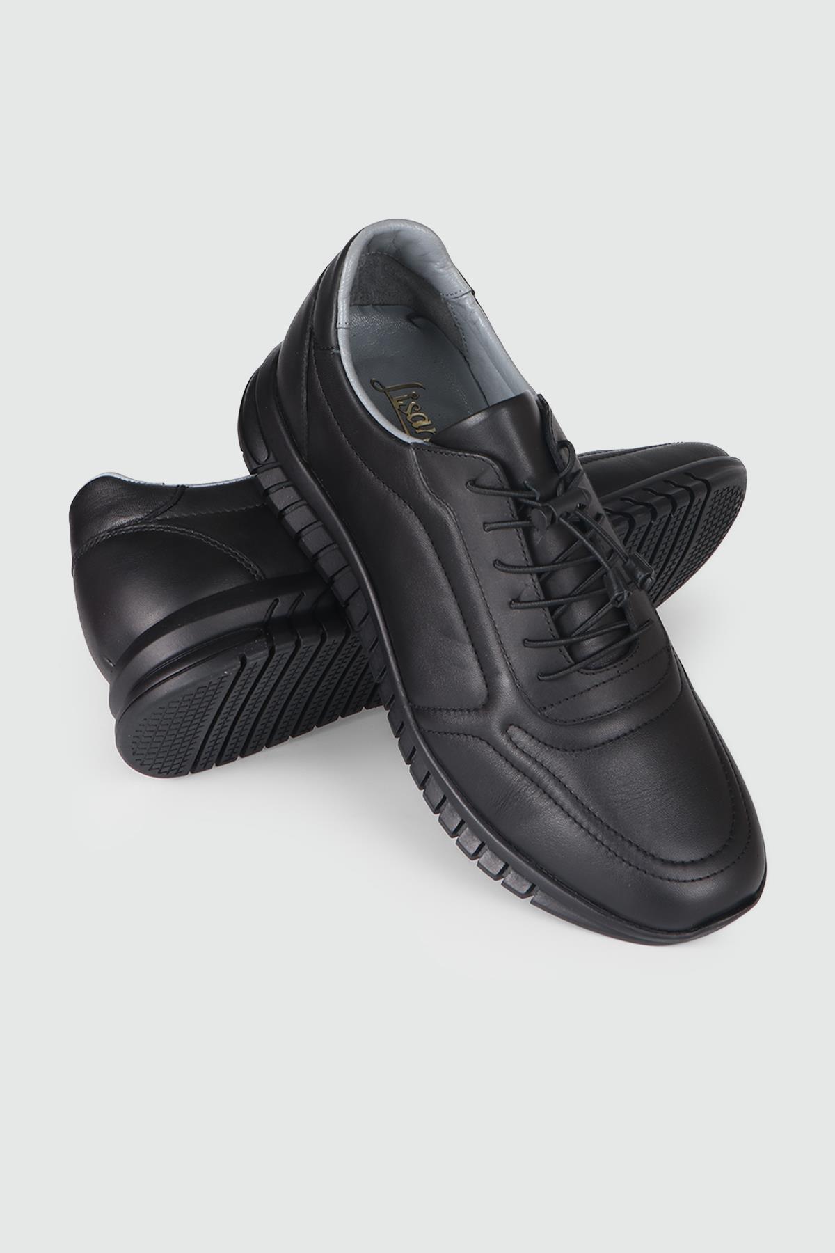 Deri Ortopedik Siyah Erkek Ayakkabı LSNS255 Erkek Rahat & Confort Anatomik LİSANS LİSANS 255 Kauçuk Mer Ayak