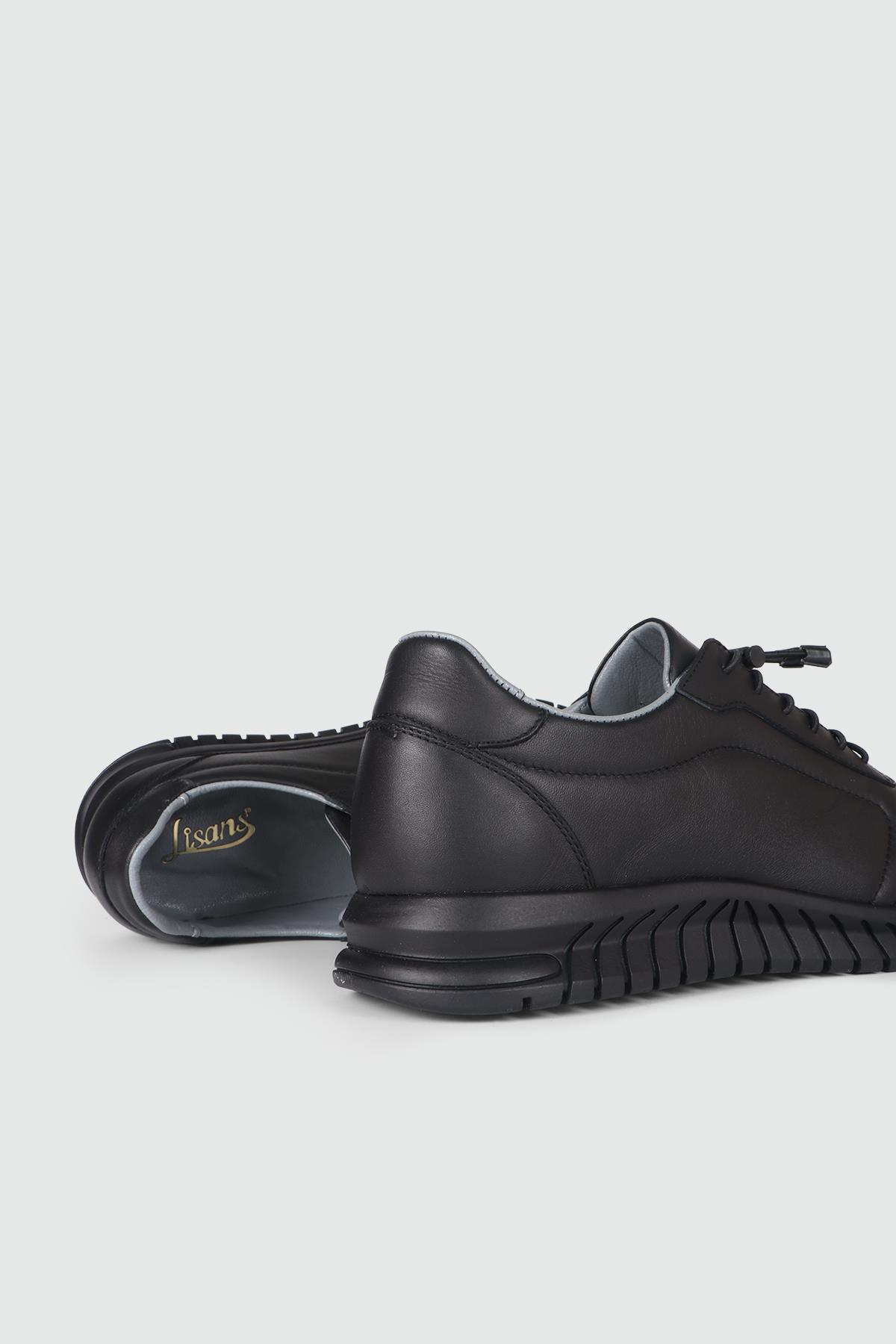 Deri Ortopedik Siyah Erkek Ayakkabı LSNS255 Erkek Rahat & Confort Anatomik LİSANS LİSANS 255 Kauçuk Mer Ayak