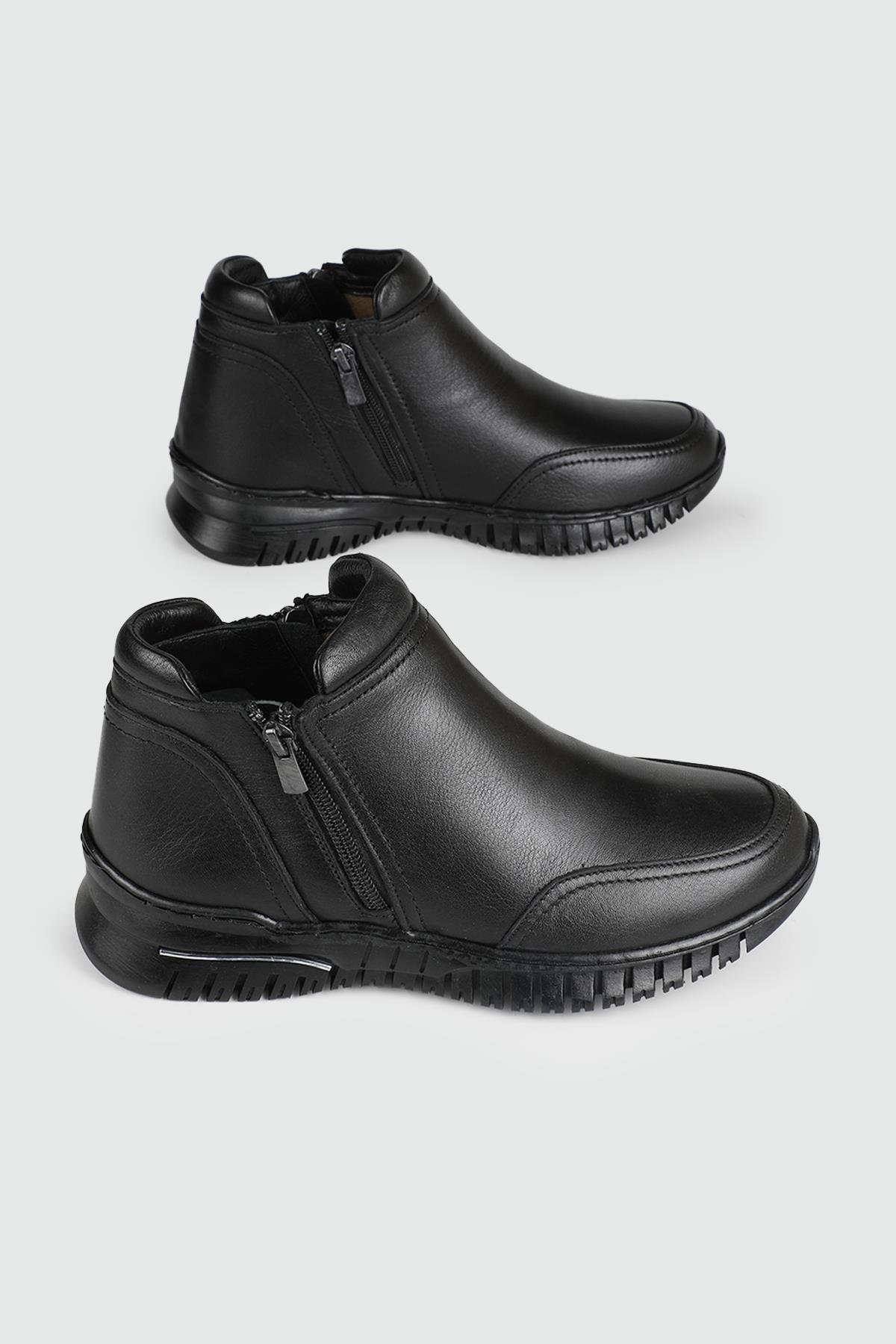 Deri Rahat Bağcıklı Fermuarlı Siyah Nata Kadın Bot 9946 Kadın Günlük Conford Bot Voyager VOYAGER 9946 KADIN 24K