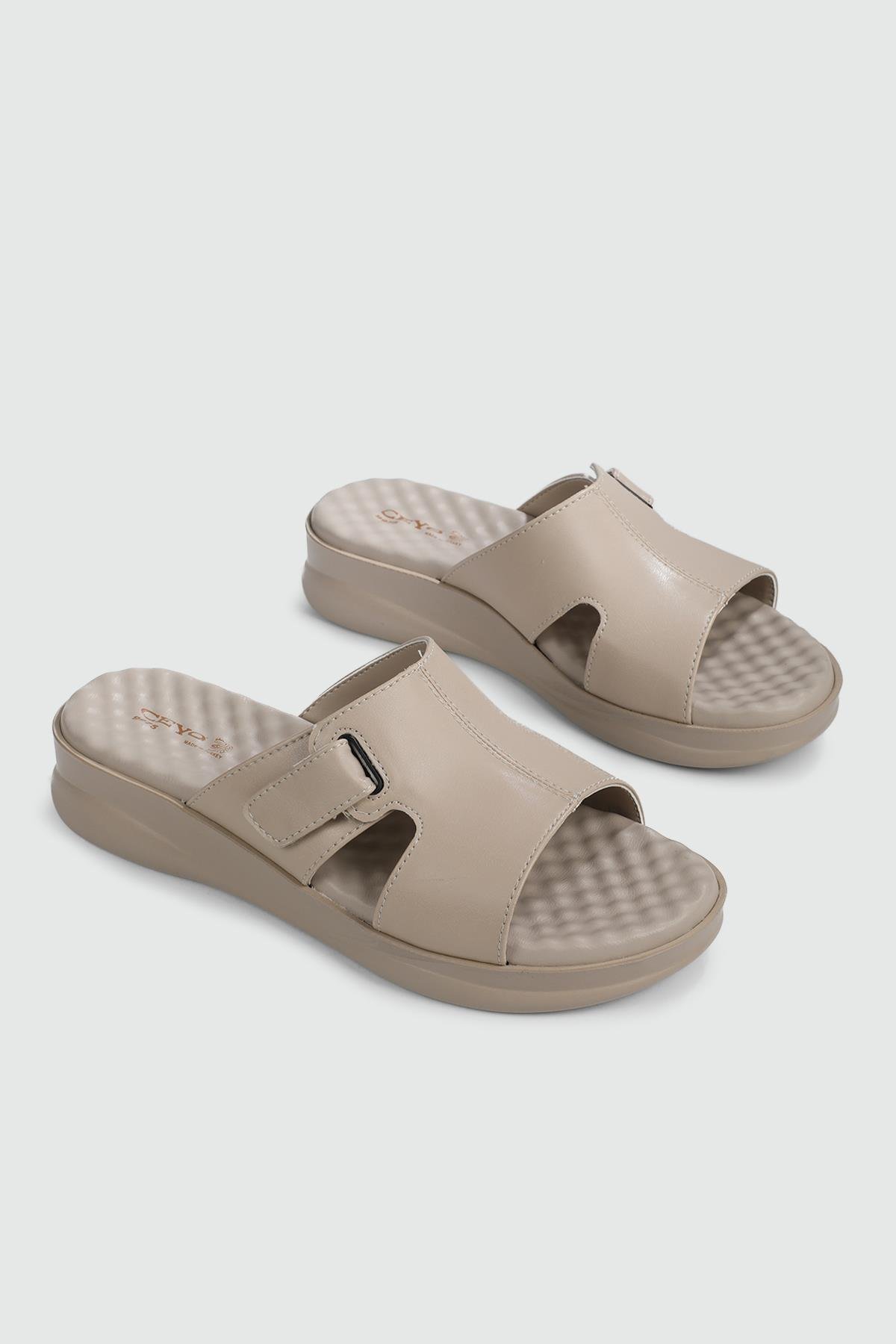 Deri Rahat Taban Günlük Bej Kadın Terlik 9975-2 Kadın Günlük Terlik Ceyo CEYO 9975-2 ZEN TERLİK