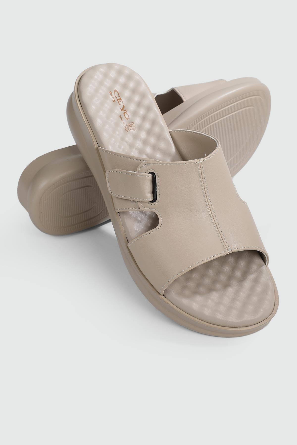 Deri Rahat Taban Günlük Bej Kadın Terlik 9975-2 Kadın Günlük Terlik Ceyo CEYO 9975-2 ZEN TERLİK