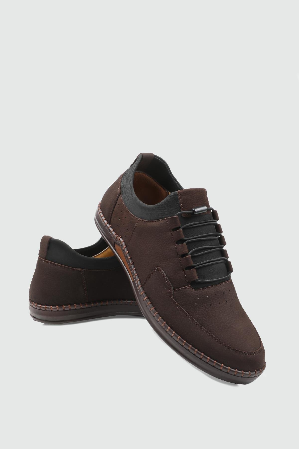 Deri Rahat Taban Günlük Kahve Nubuk Erkek Ayakkabı GAMZE 418 Erkek Günlük Ayakkabı Wow Plus GAMZE 418 MER BAĞLI POLİ