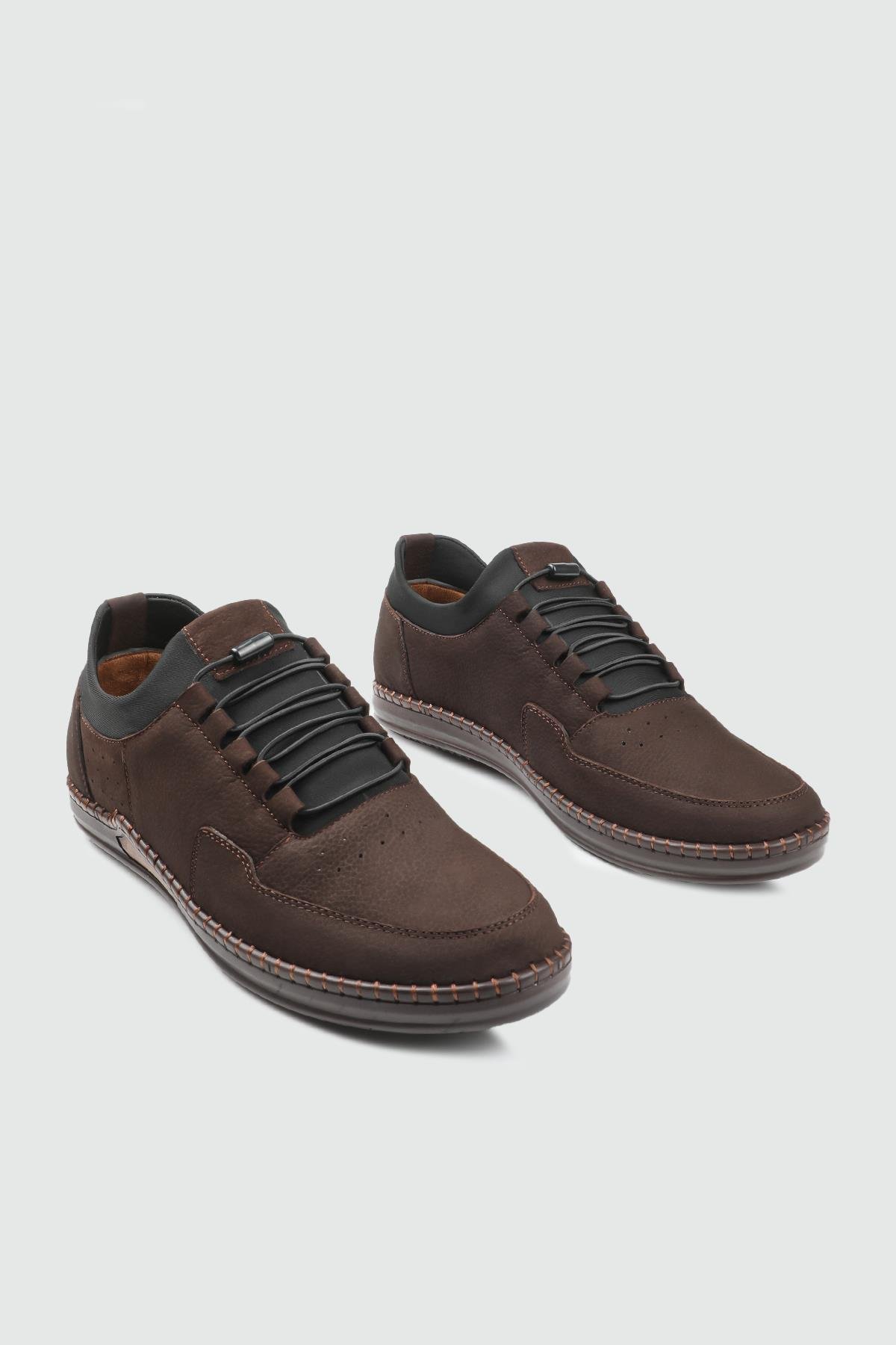 Deri Rahat Taban Günlük Kahve Nubuk Erkek Ayakkabı GAMZE 418 Erkek Günlük Ayakkabı Wow Plus GAMZE 418 MER BAĞLI POLİ
