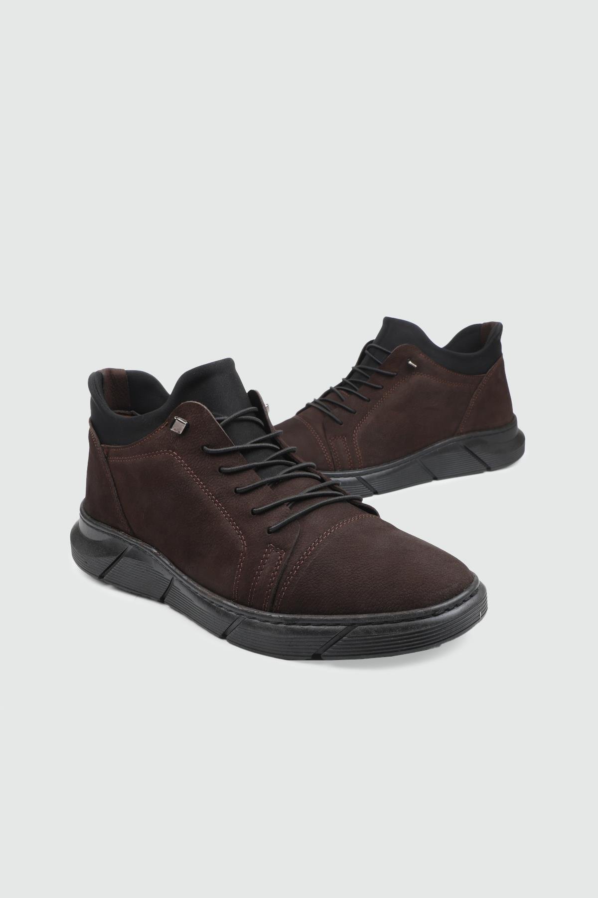 Deri Rahat Taban Günlük Kahve Nubuk Erkek Bot G-142 Erkek Günlük Confort Bot Wow Plus WOW PLUS 25K G-142 MER BOT