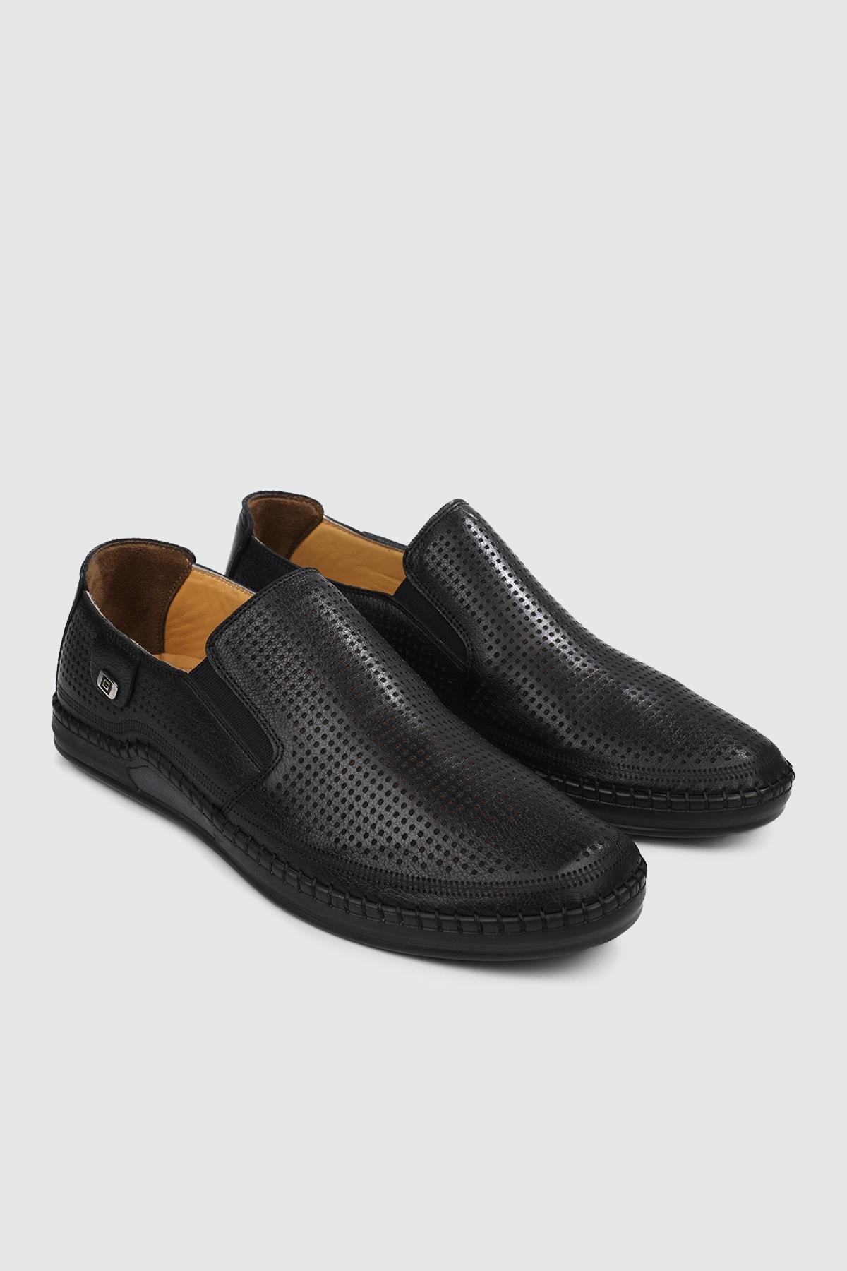 Deri Rahat Taban Günlük Siyah Erkek Ayakkabı G-803-1 Erkek Günlük Ayakkabı Wow Plus WOW PLUS G-803-1 MER DERİ