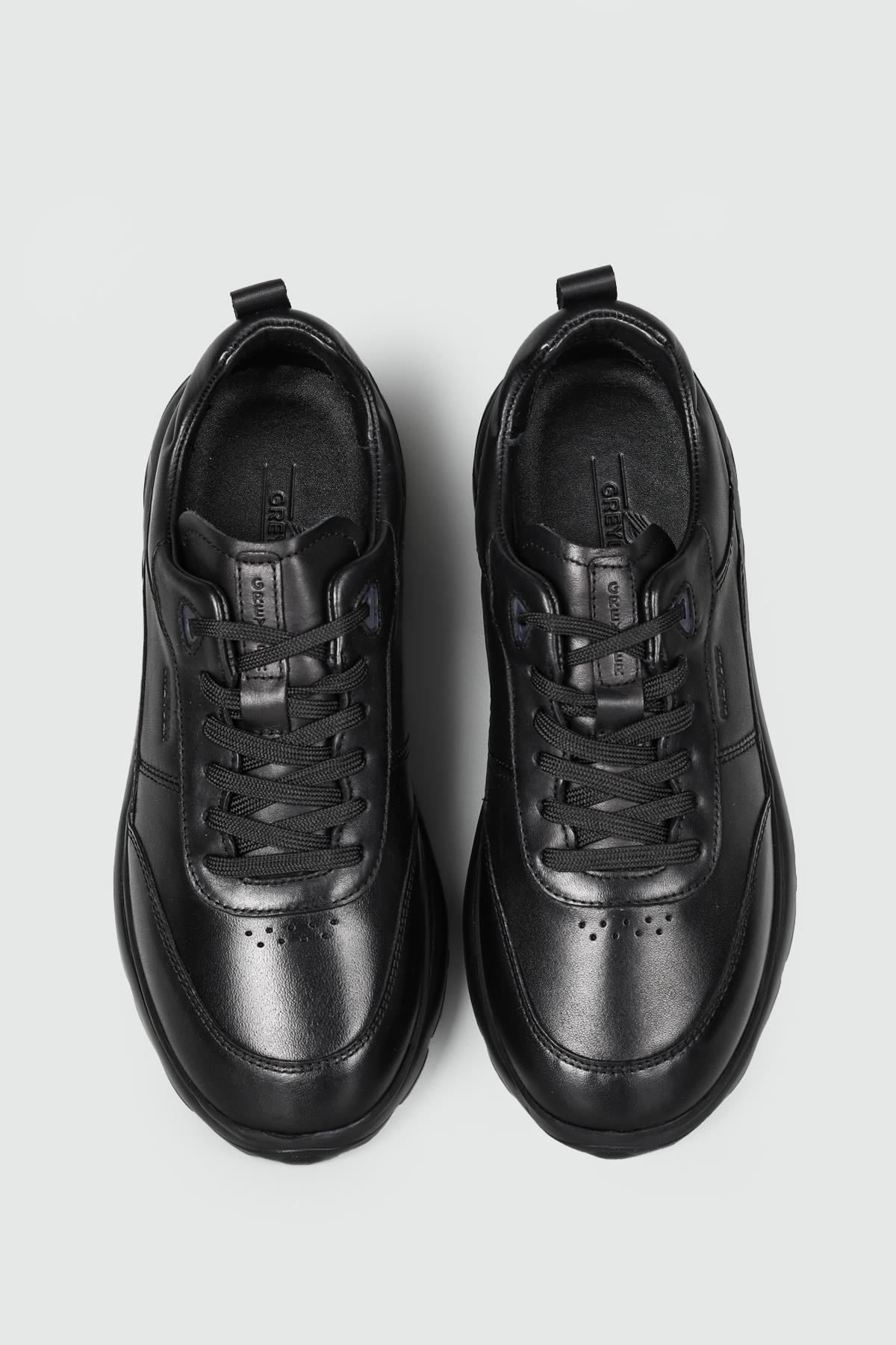 Deri Rahat Taban Günlük Siyah Erkek Ayakkabı 16070 Erkek Günlük Ayakkabı Greyder GREYDER 16070 MER SPOR